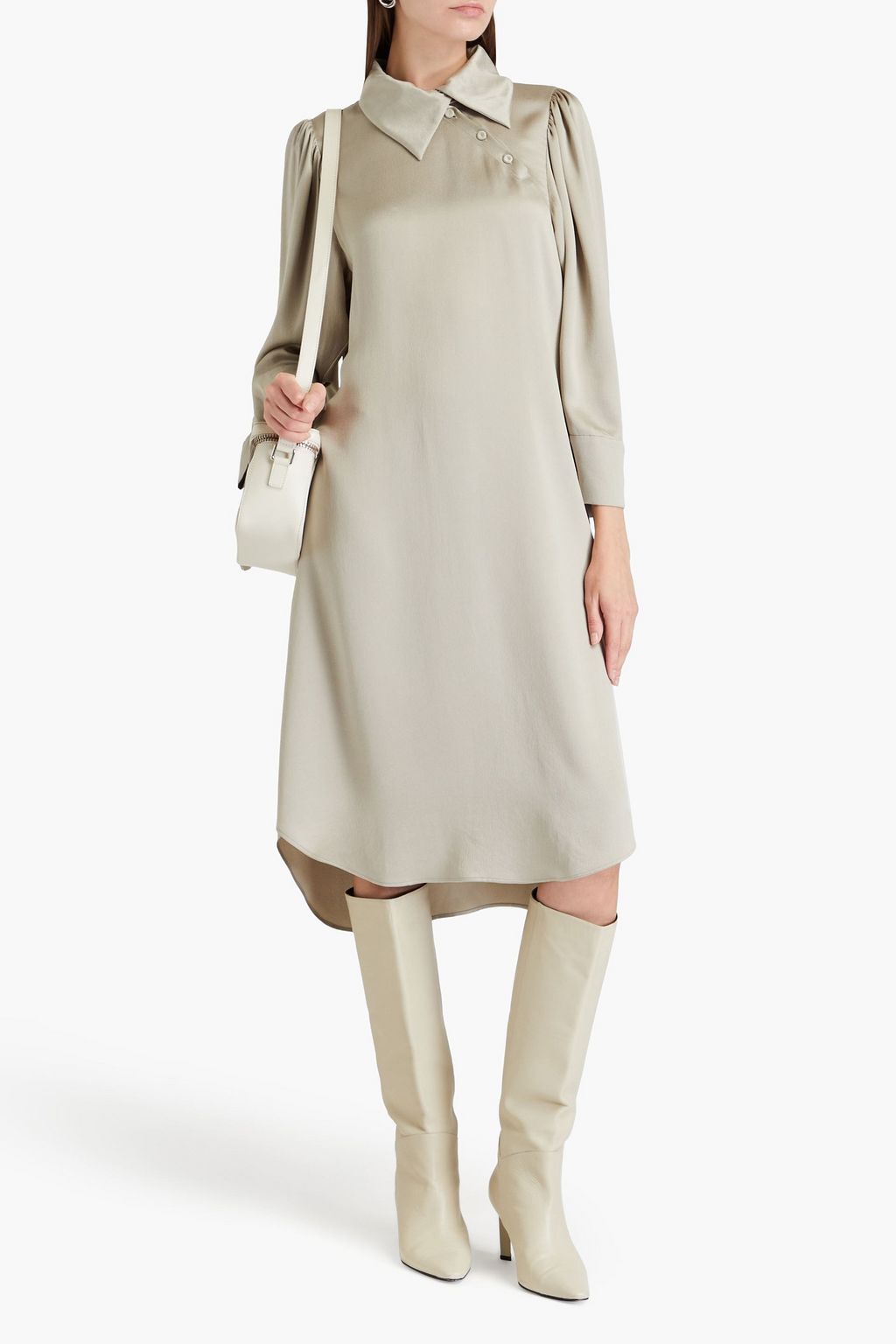 GIORGIO ARMANI Washed silk-satin crepe midi dress