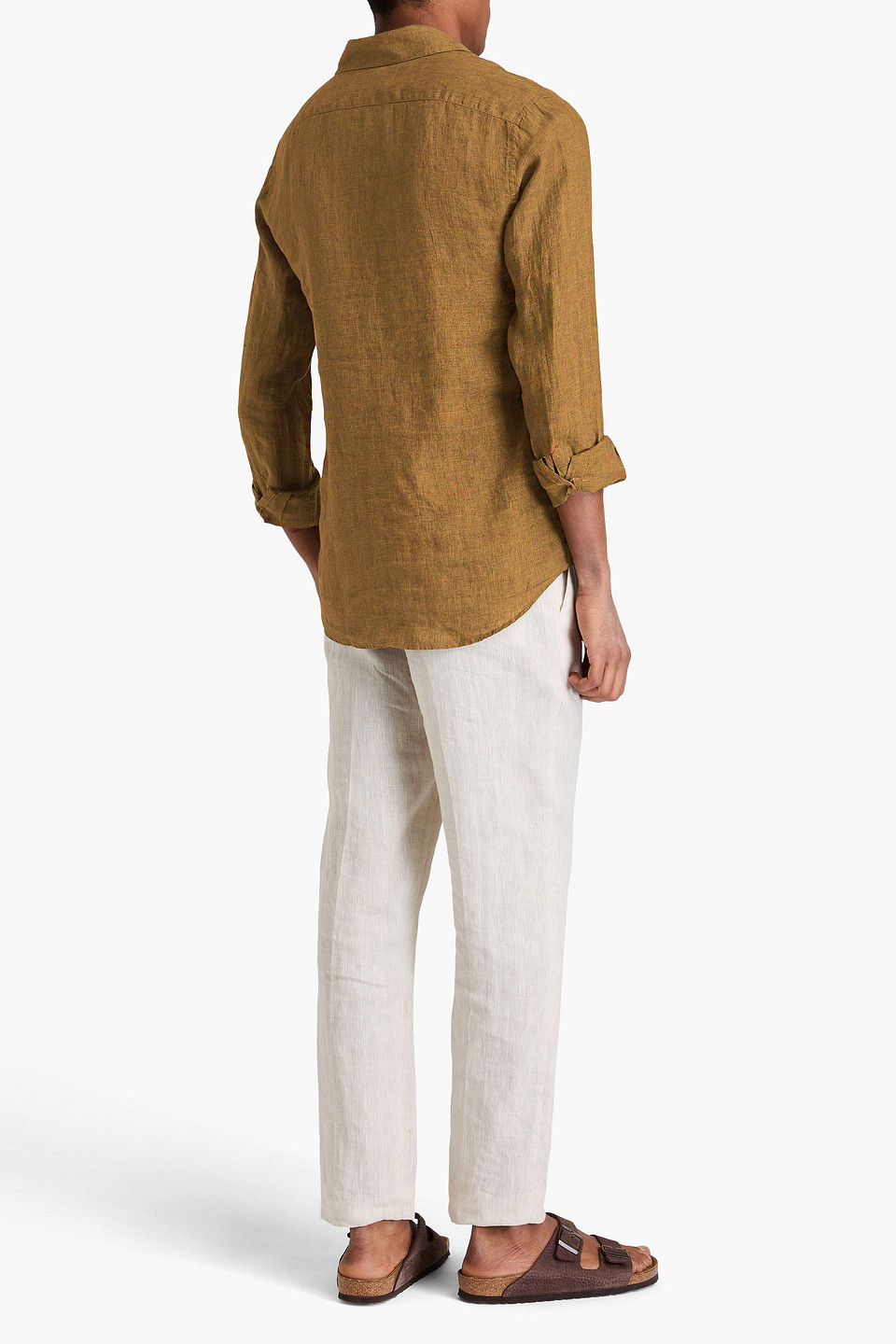 Frescobol Carioca Antonio Linen Shirt In Army Green