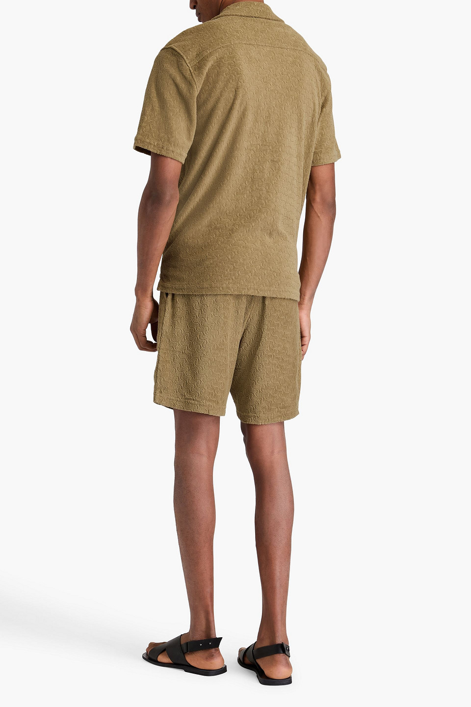 Frescobol Carioca Paco Cotton-terry Jacquard Shirt In Army Green