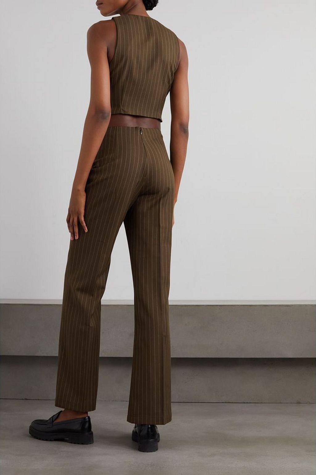 REFORMATION Cohen pinstriped herringbone twill vest and pants set