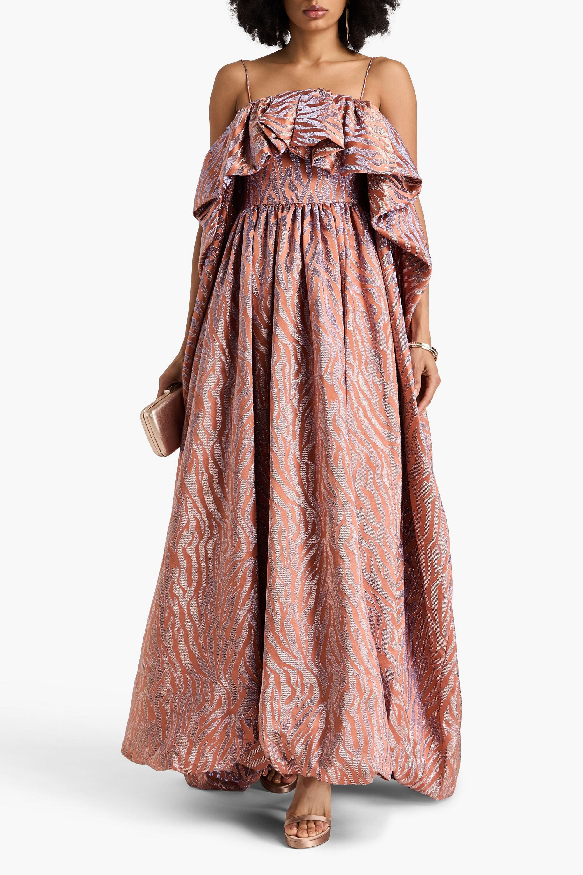 Ulla Johnson Amyris ruffled metallic satin-jacquard gown
