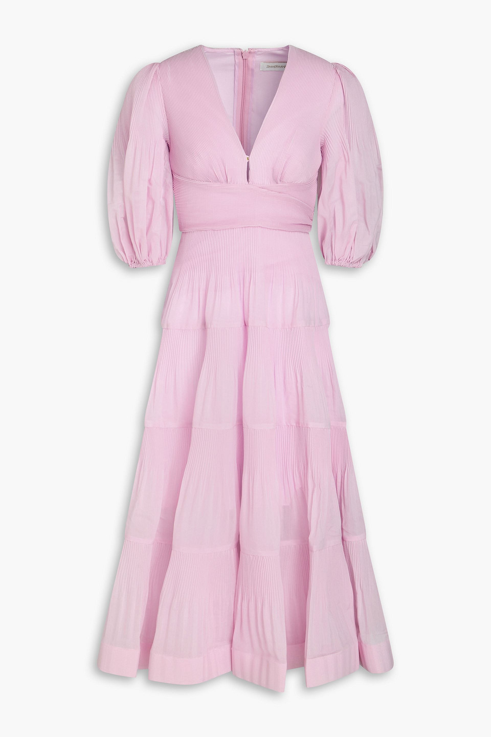 Zimmermann Sunray Pleated Long-sleeve Dress In Pink