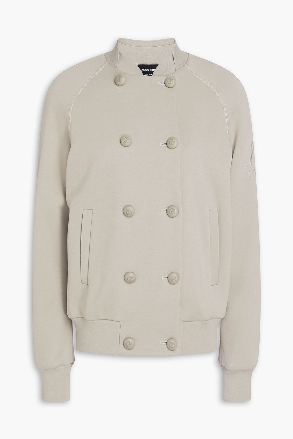 Giorgio Armani Double-breasted Jersey Jacket In Stone