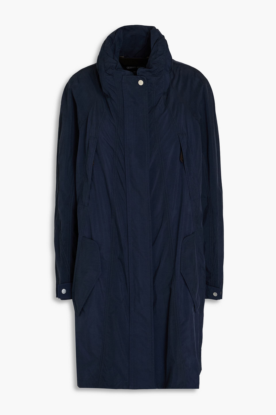 Giorgio Armani Leather-trimmed Cupro Parka In Navy