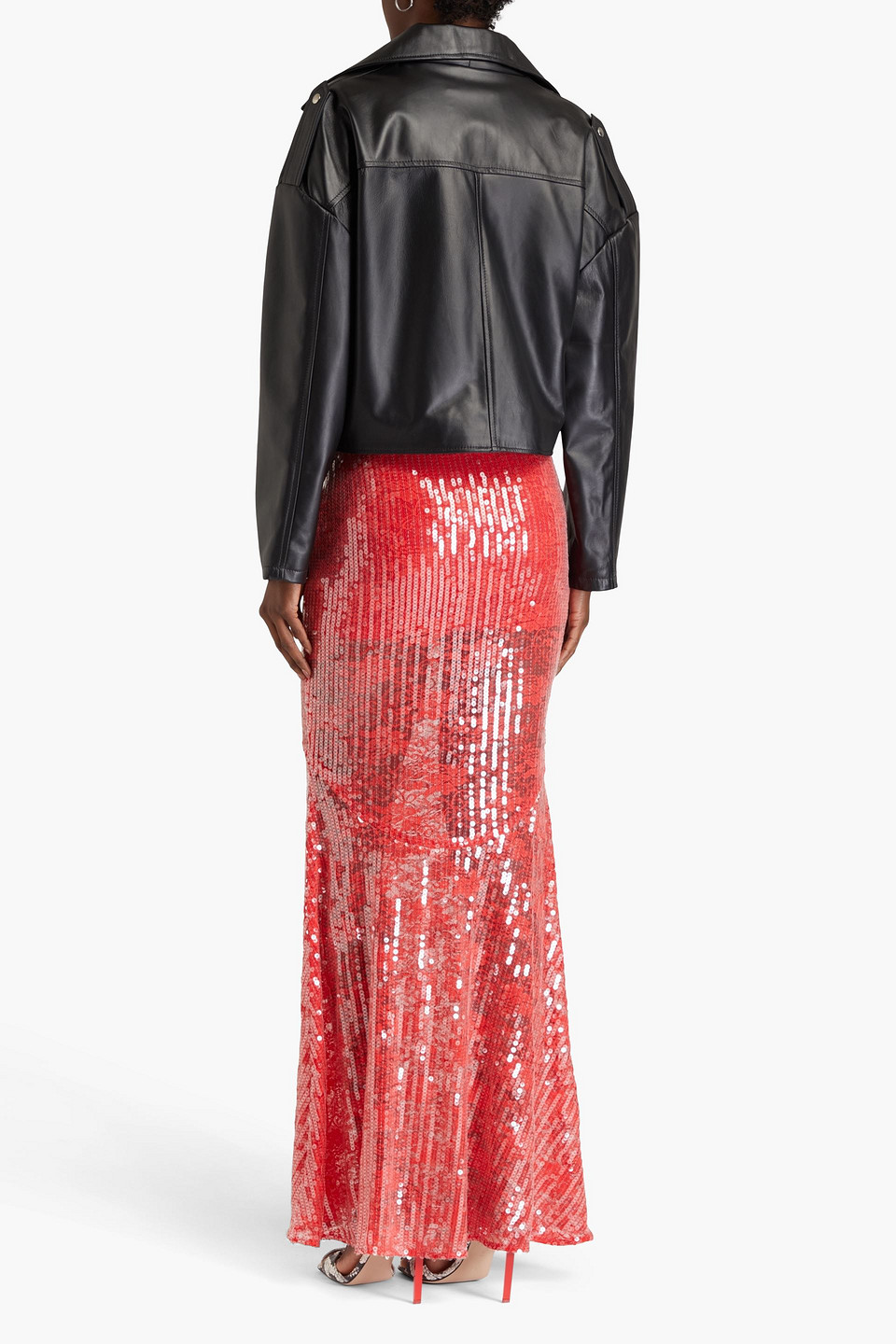 ROTATE BIRGER CHRISTENSEN SEQUINED LACE MAXI SKIRT