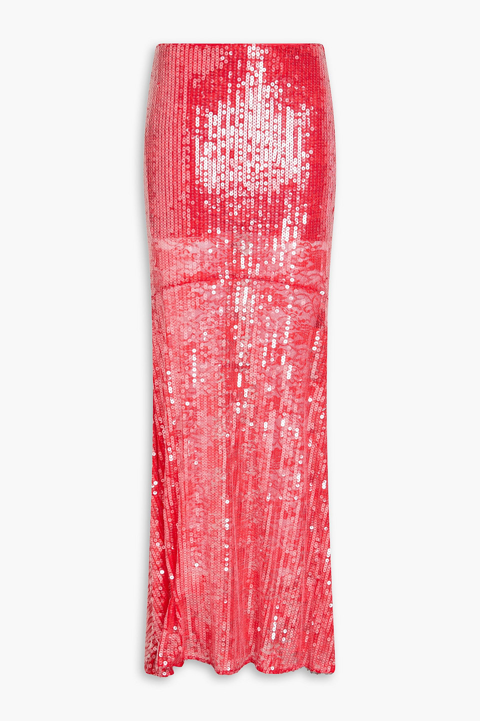 Rotate Birger Christensen Sequined Lace Maxi Skirt In Red