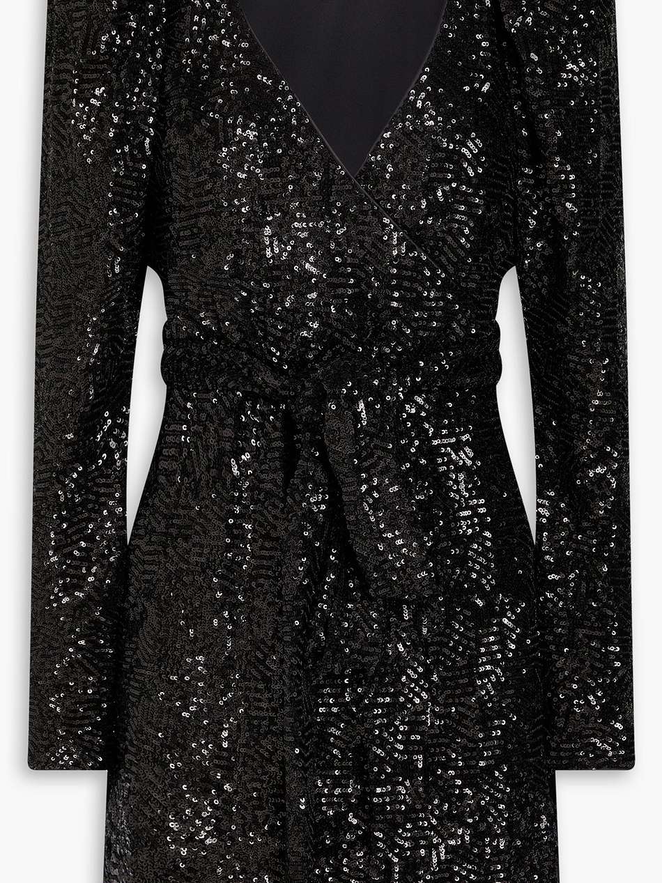 sequined tulle mini wrap dress