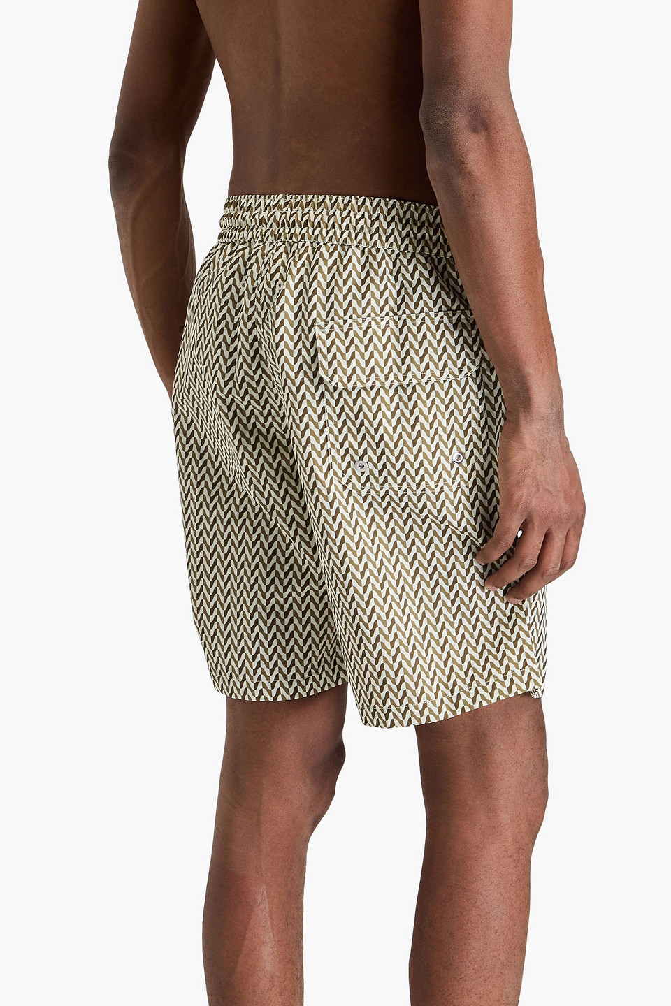 Frescobol Carioca Copacabana Mid-length Herringbone Swim Shorts In Army Green