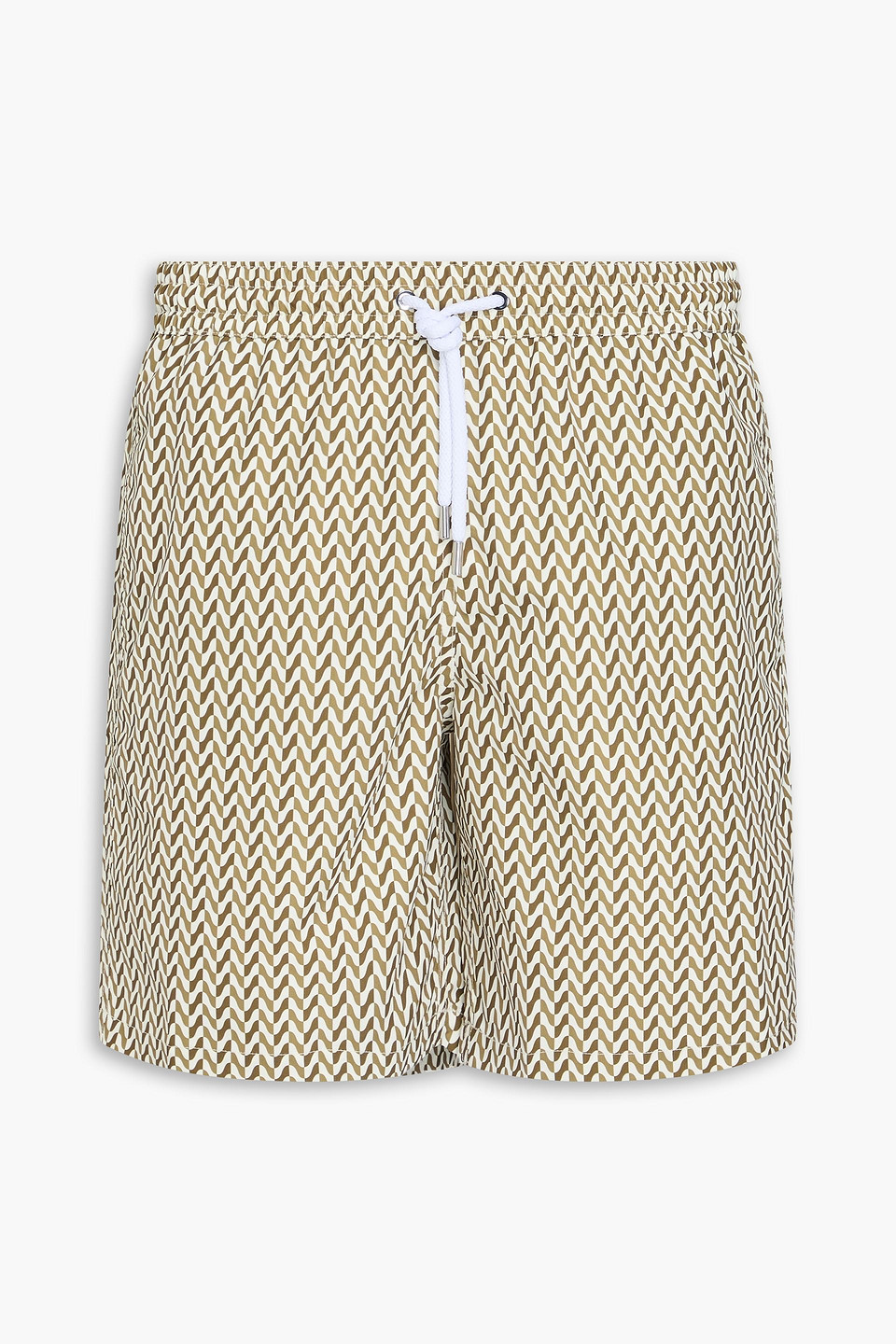 Frescobol Carioca Copacabana Mid-length Herringbone Swim Shorts In Army Green