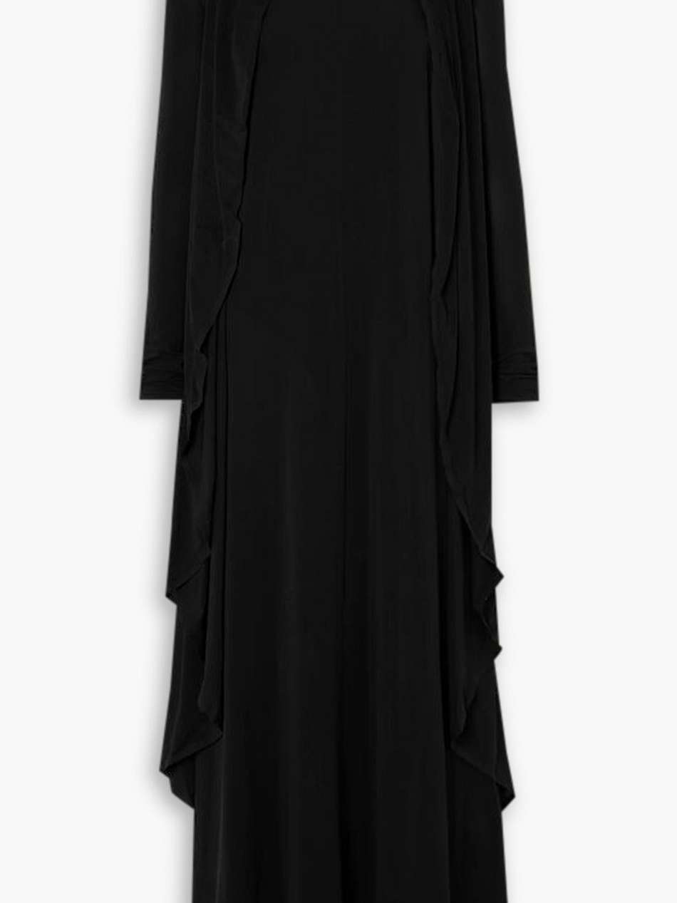 hooded draped stretch-jersey maxi dress