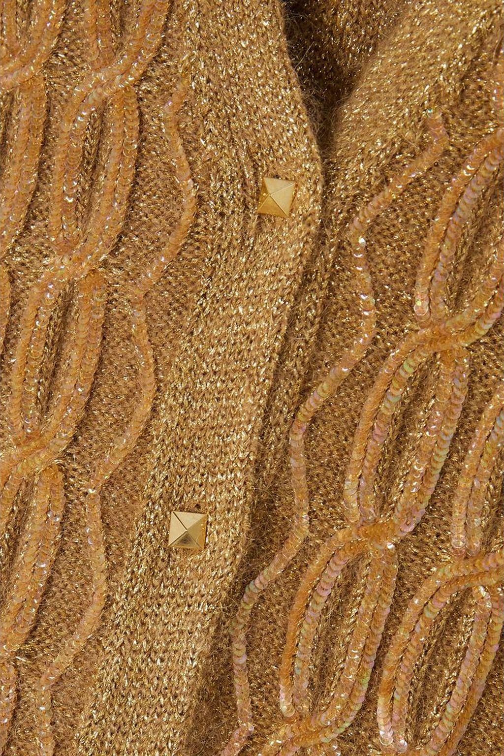 VALENTINO GARAVANI Sequined metallic cable-knit cardigan