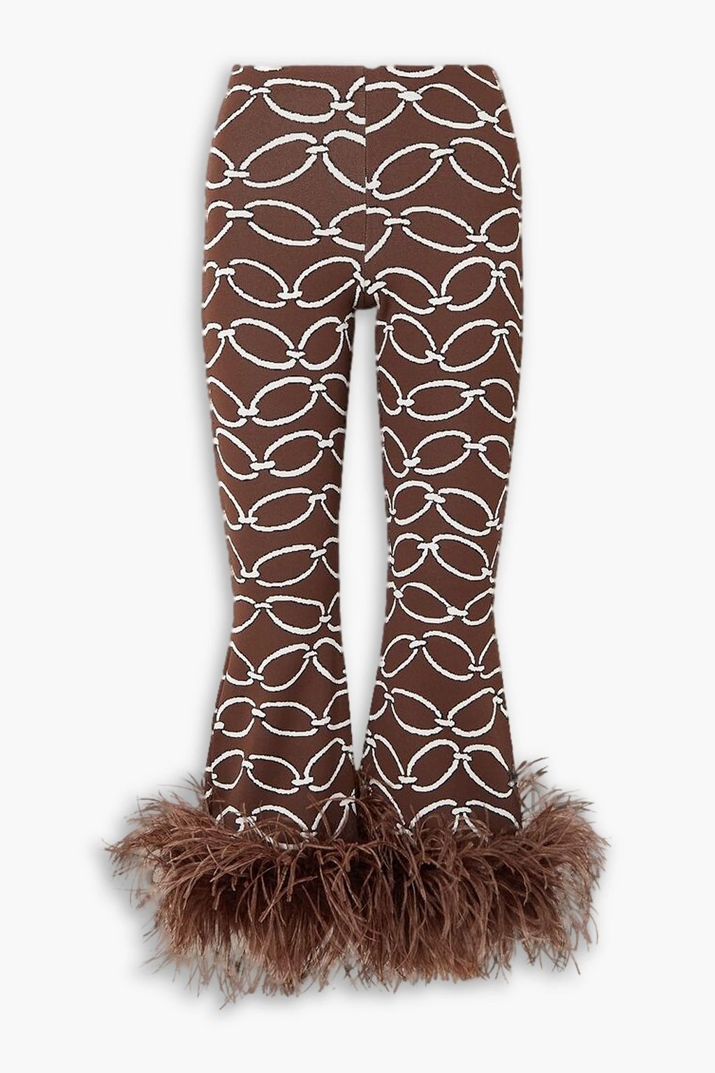 VALENTINO GARAVANI Cropped feather-trimmed jacquard-knit