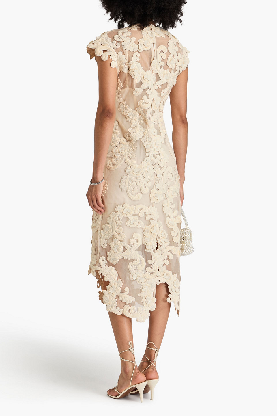 Zimmermann Light Beige Mesh Sensory Motif Gown In Cream