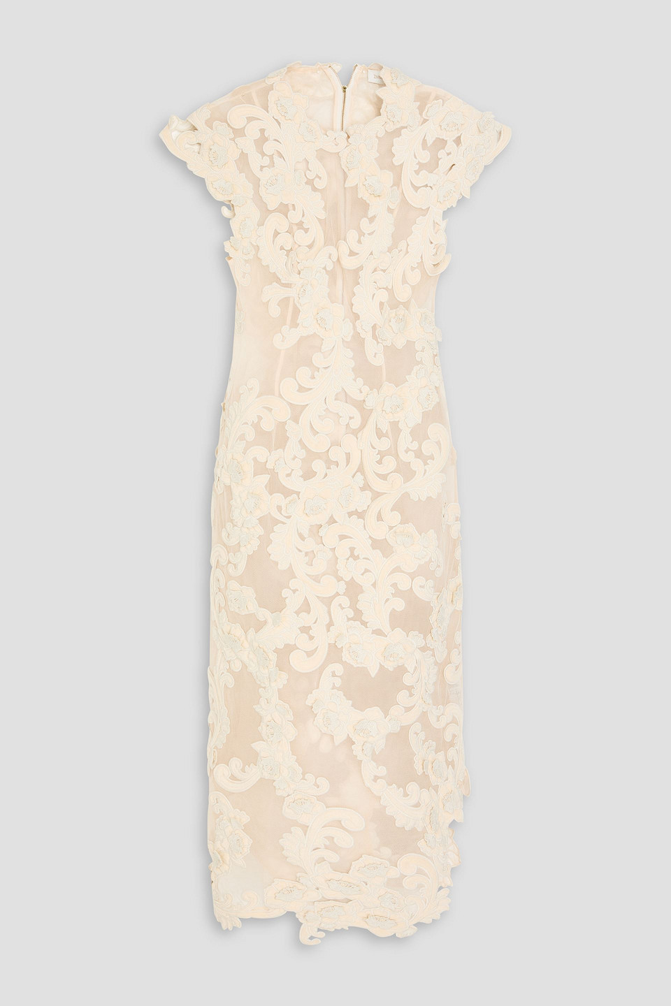 Zimmermann Velvet And Tulle Midi Dress In Cream