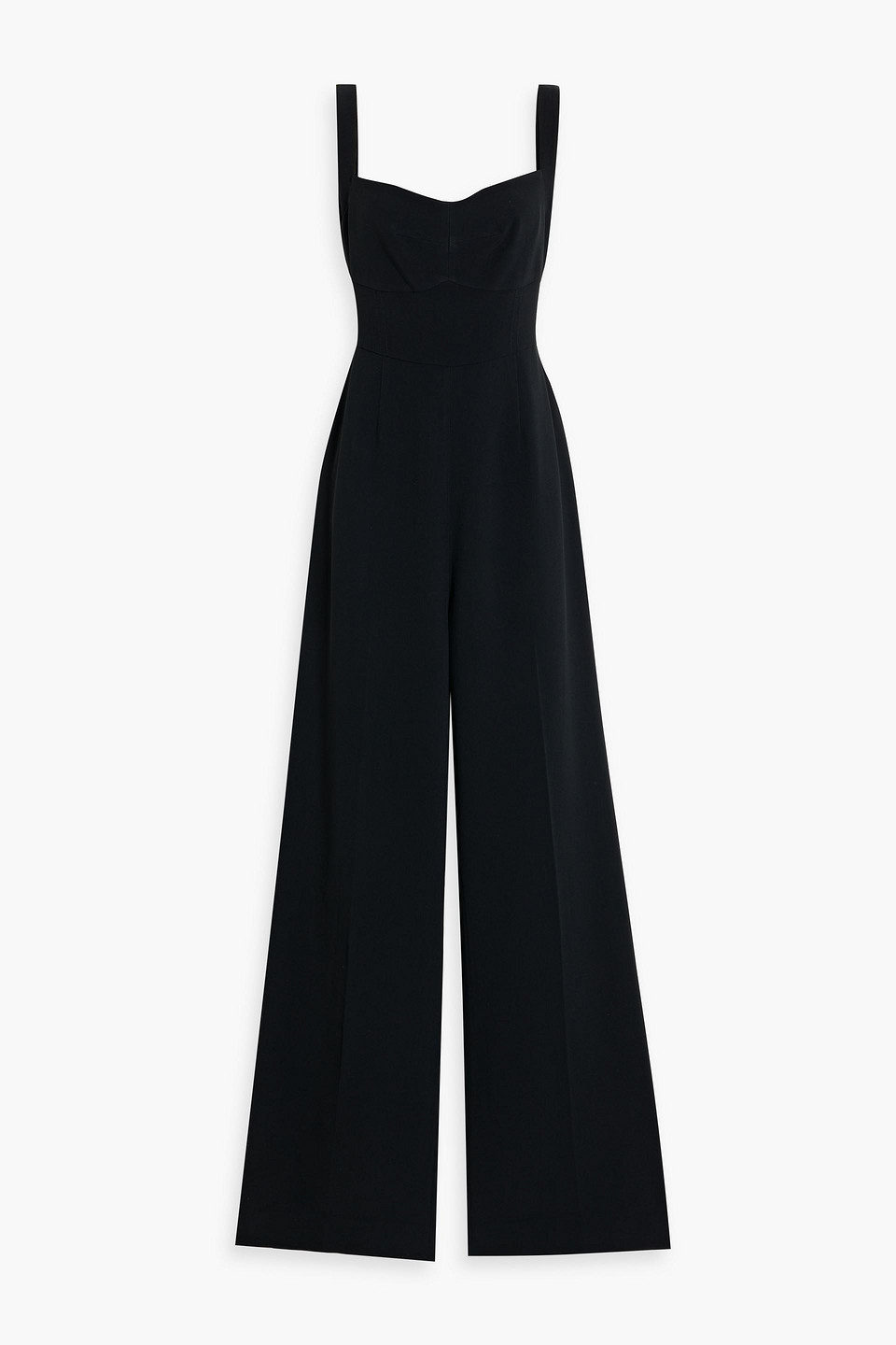 Saloni Rachel Crepe Wide-leg Jumpsuit In Black