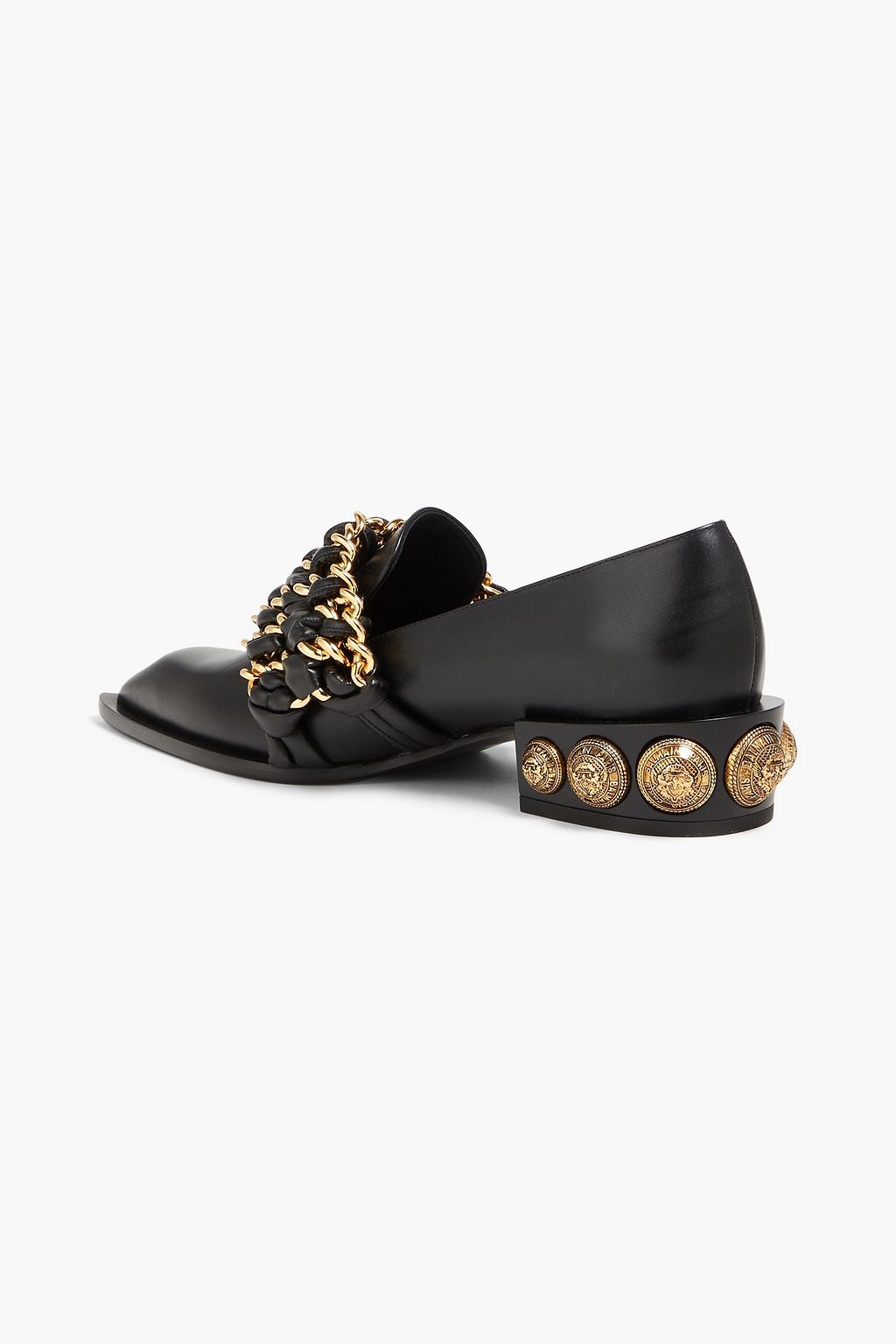 BALMAIN 체인 장식 가죽 로퍼