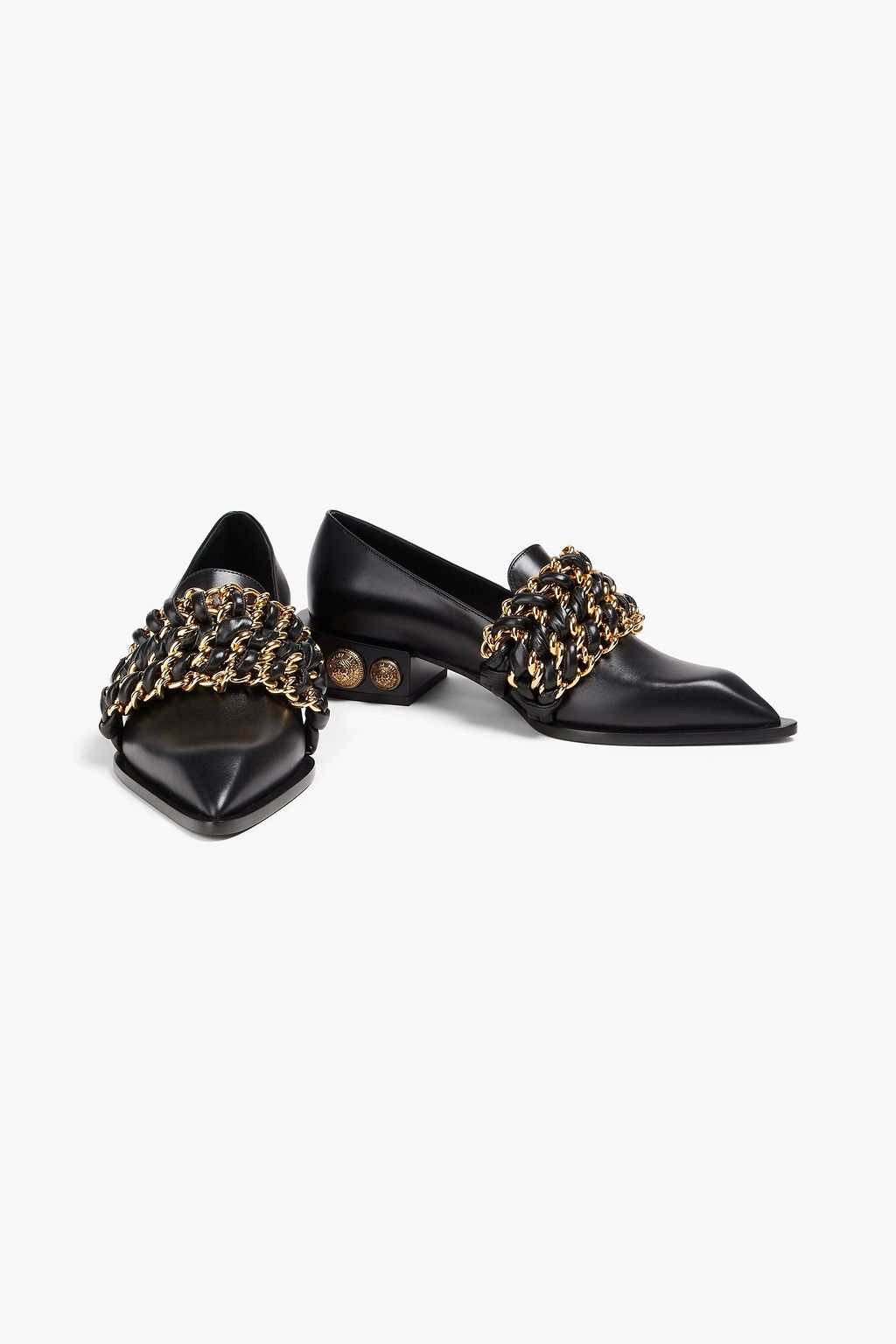 BALMAIN 체인 장식 가죽 로퍼