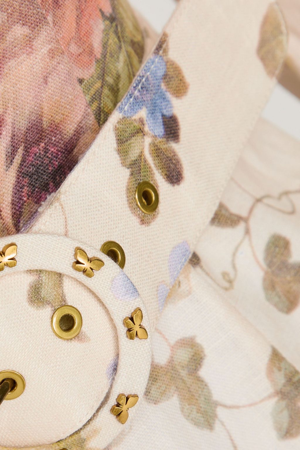 ZIMMERMANN Belted floral-print linen midi dress