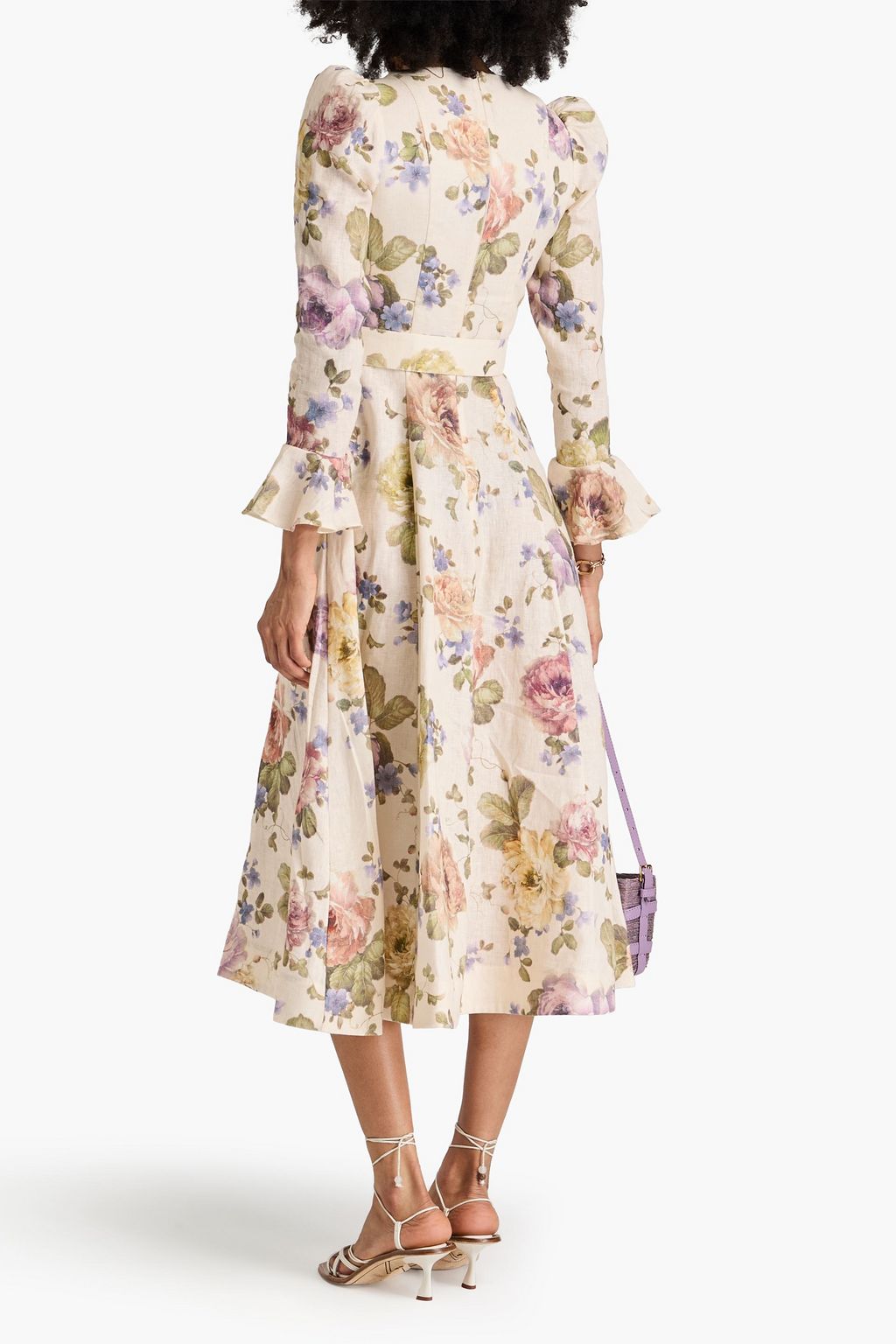 ZIMMERMANN Belted floral-print linen midi dress