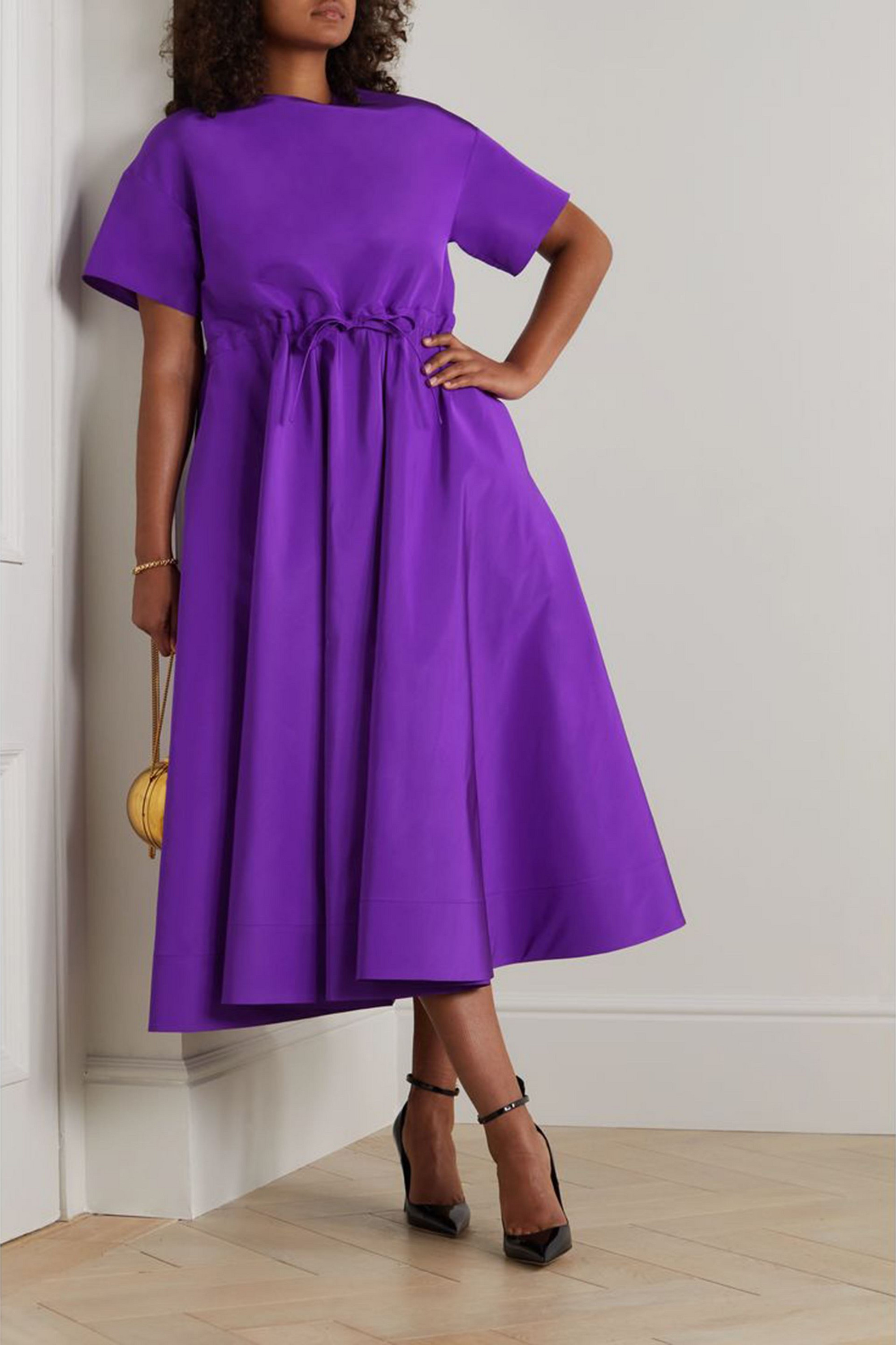 Valentino Garavani Gathered silk-faille midi dress