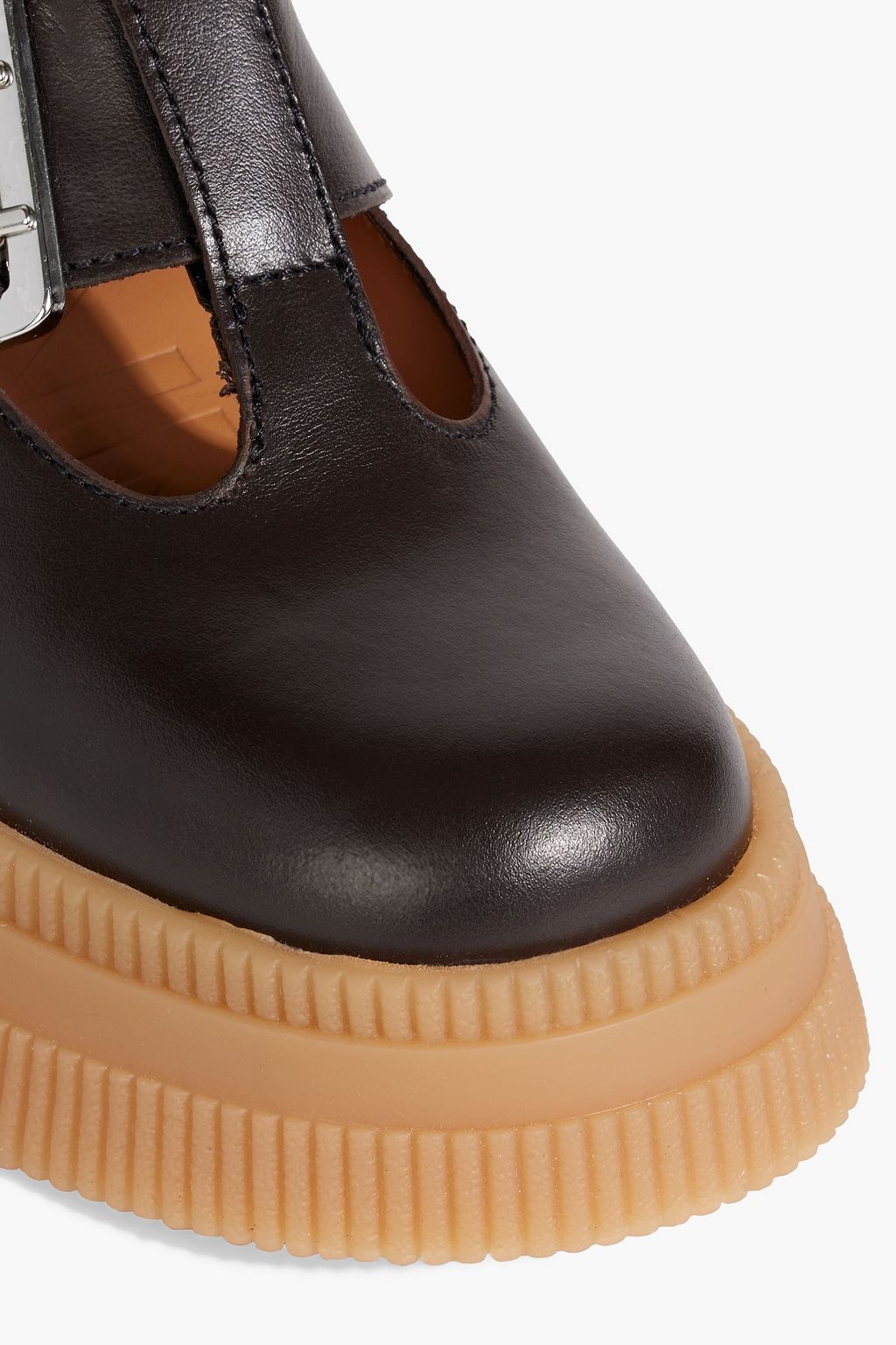 GANNI Buckled leather loafers