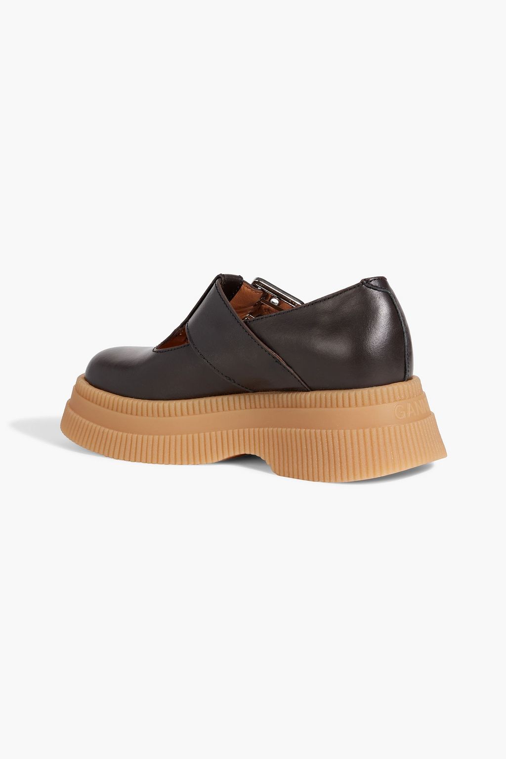 GANNI Buckled leather loafers