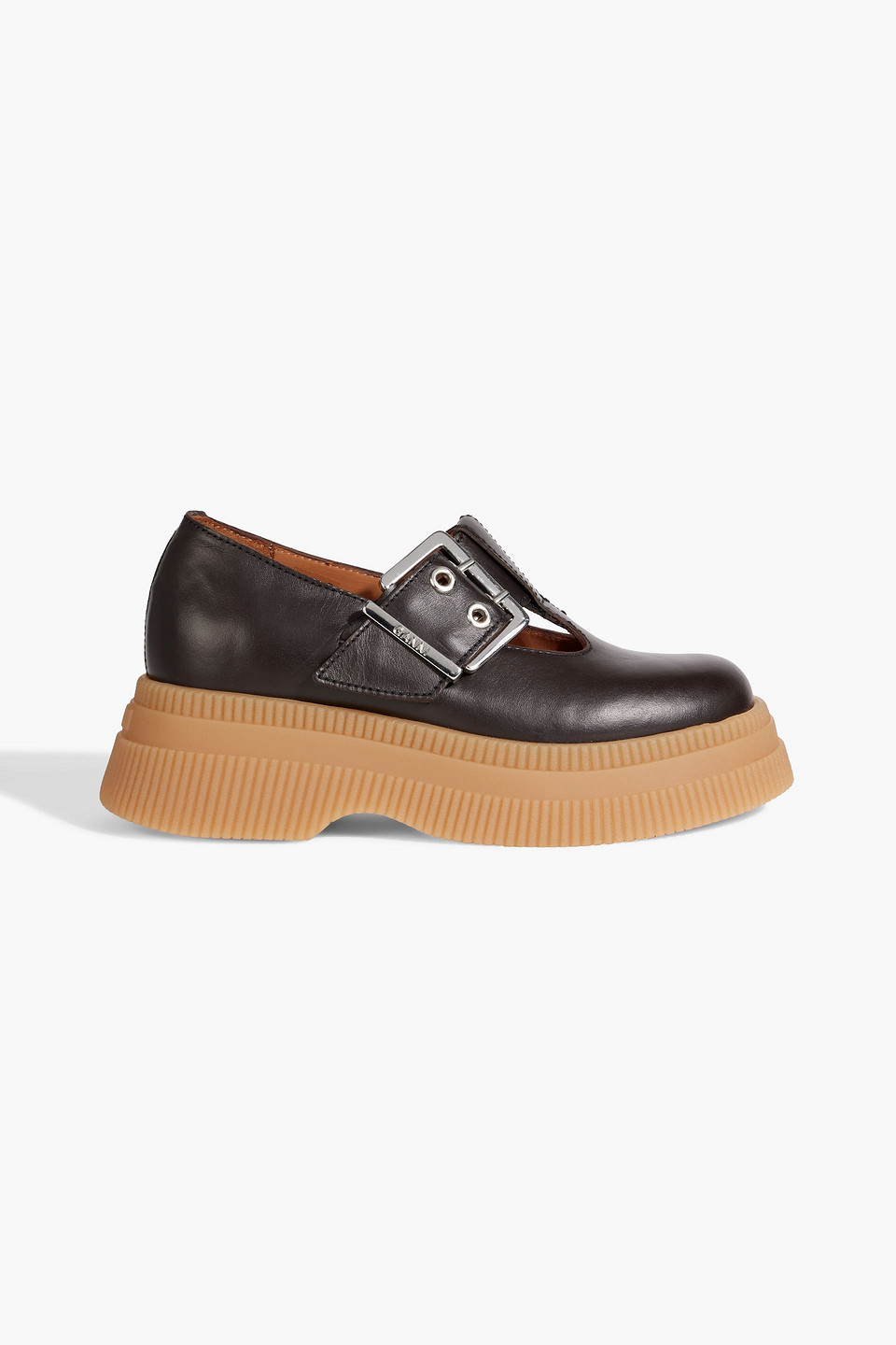 Ganni Creepers Leather Loafers In Brown