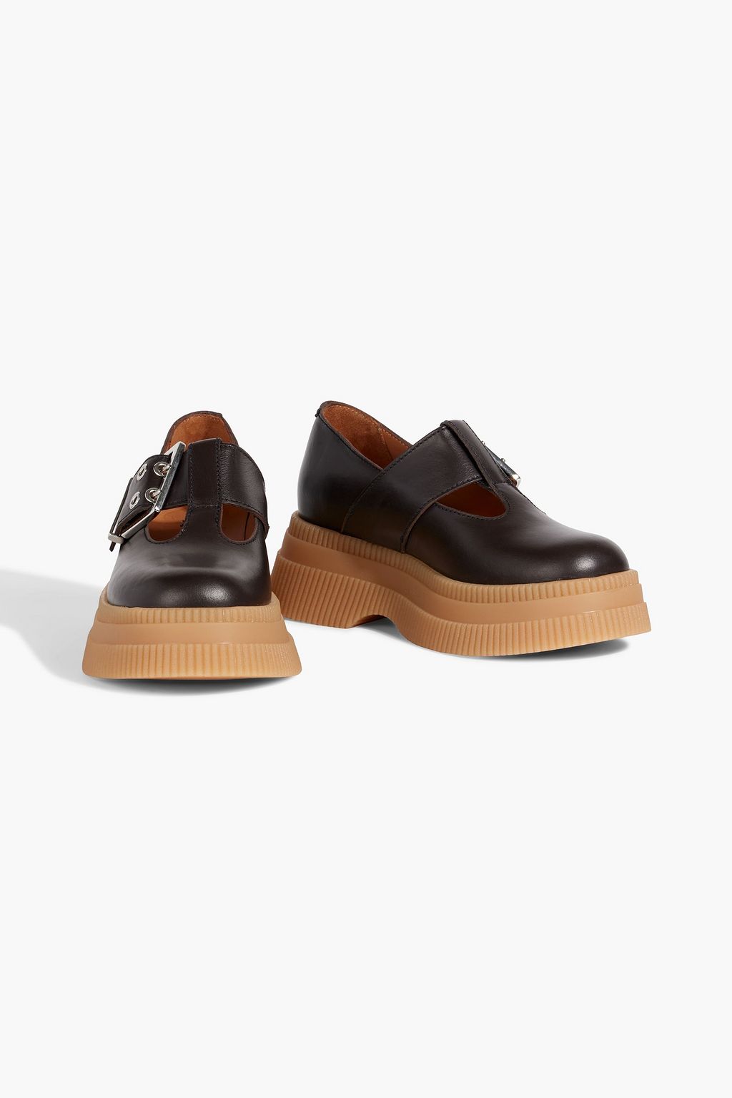 GANNI Buckled leather loafers