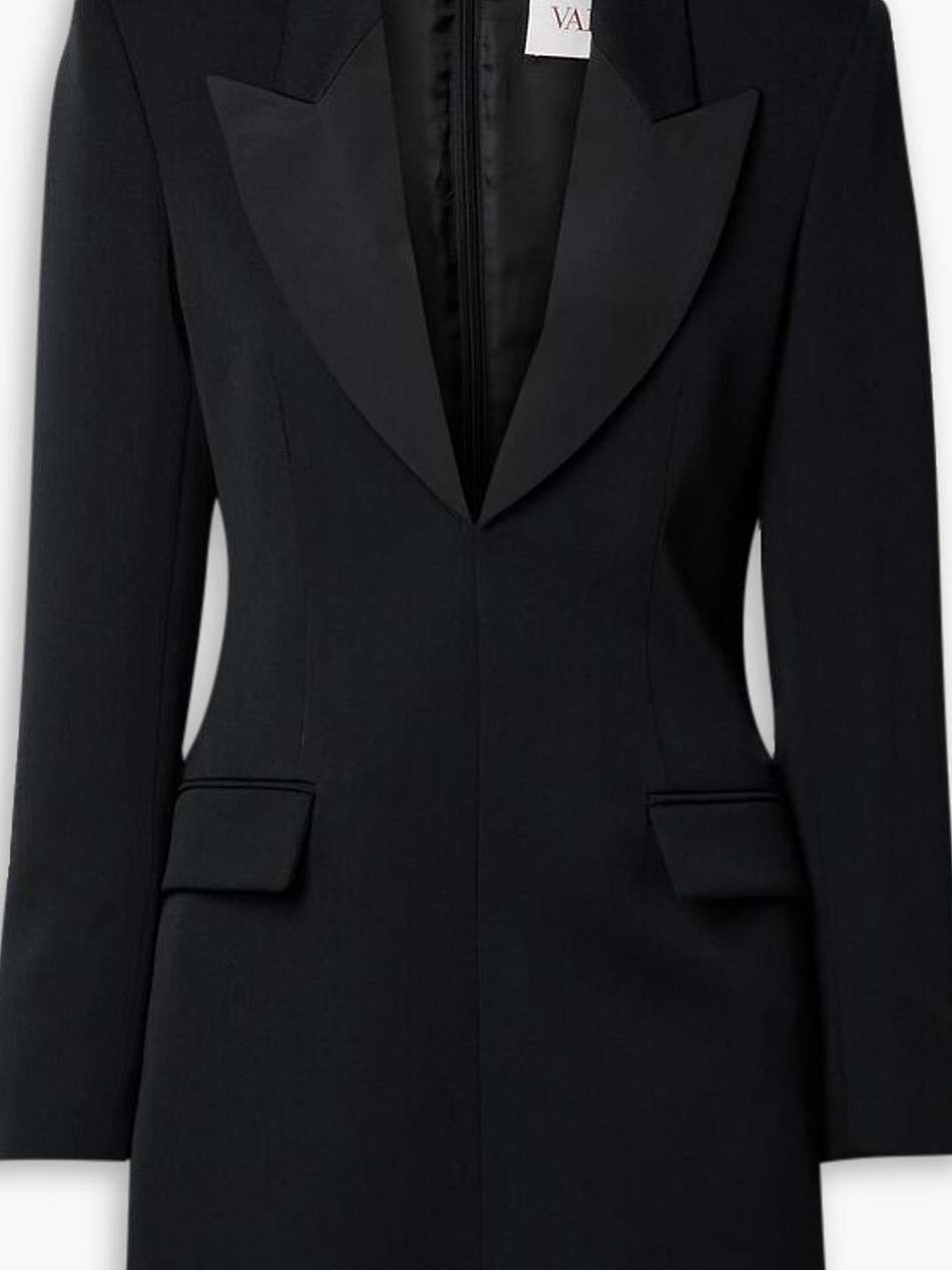 faille-trimmed grain de poudre wool mini dress