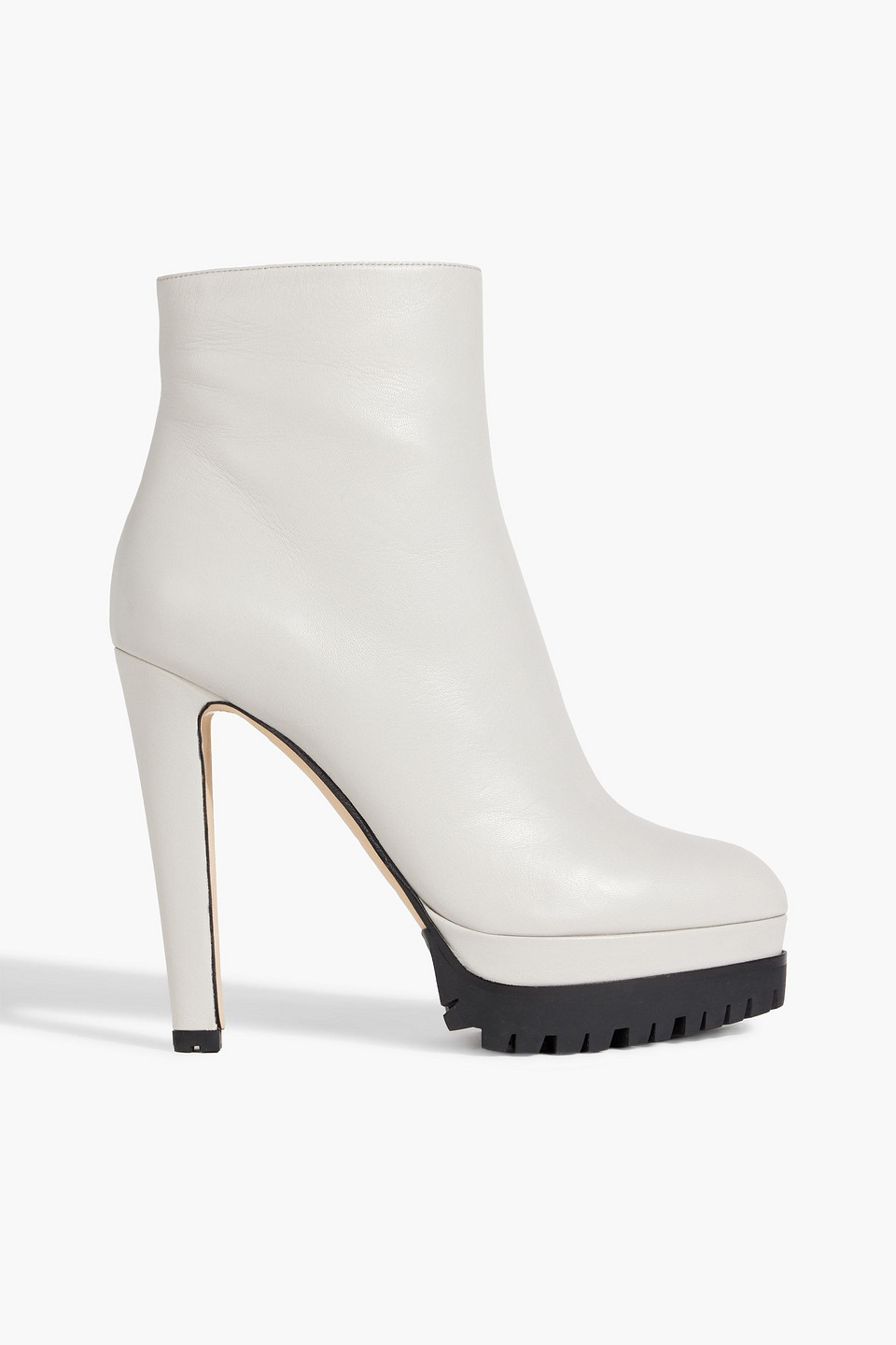 Sergio Rossi Shana Leather Platform Ankle Boots In Light Gray