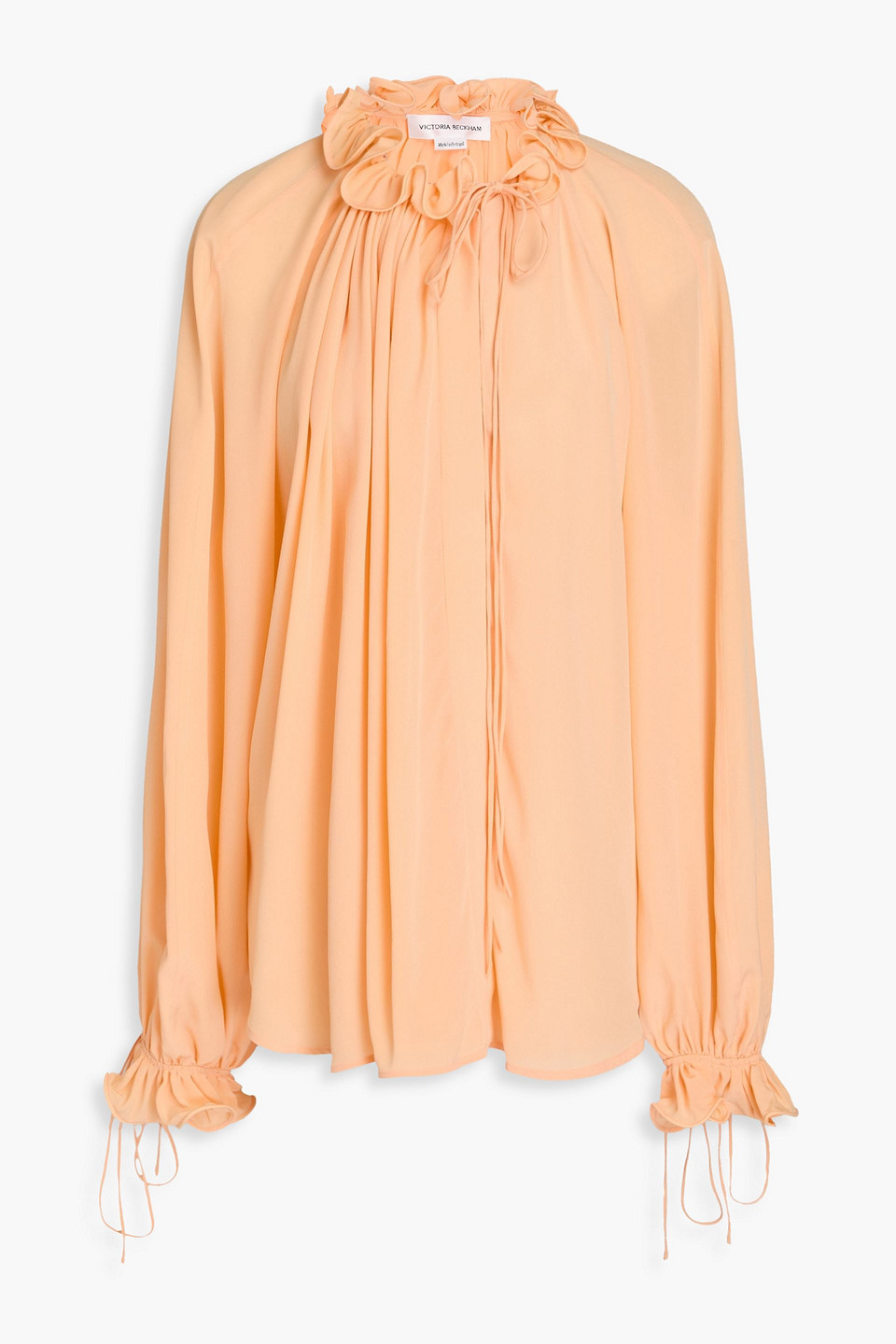 Victoria Beckham Ruffled Silk Crepe De Chine Blouse In Pastel Orange