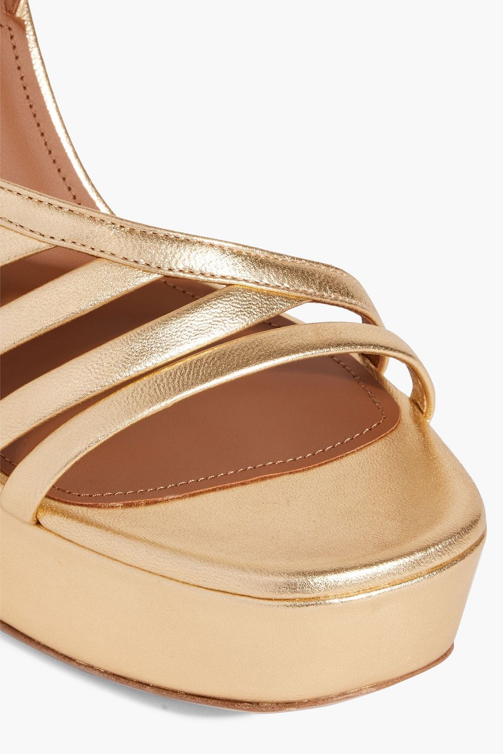 MALONE SOULIERS 아마야 메탈릭 가죽 플랫폼 슬링백 샌들