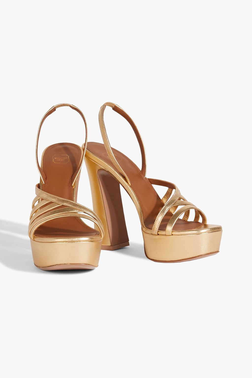 MALONE SOULIERS 아마야 메탈릭 가죽 플랫폼 슬링백 샌들