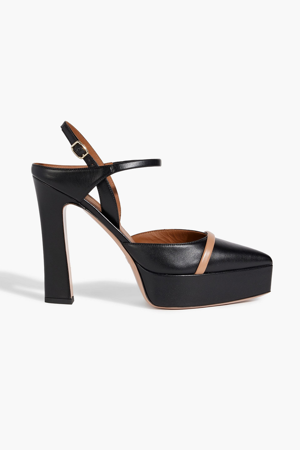 Malone Souliers Shay 125 Leather Platform Slingback Pumps In Black