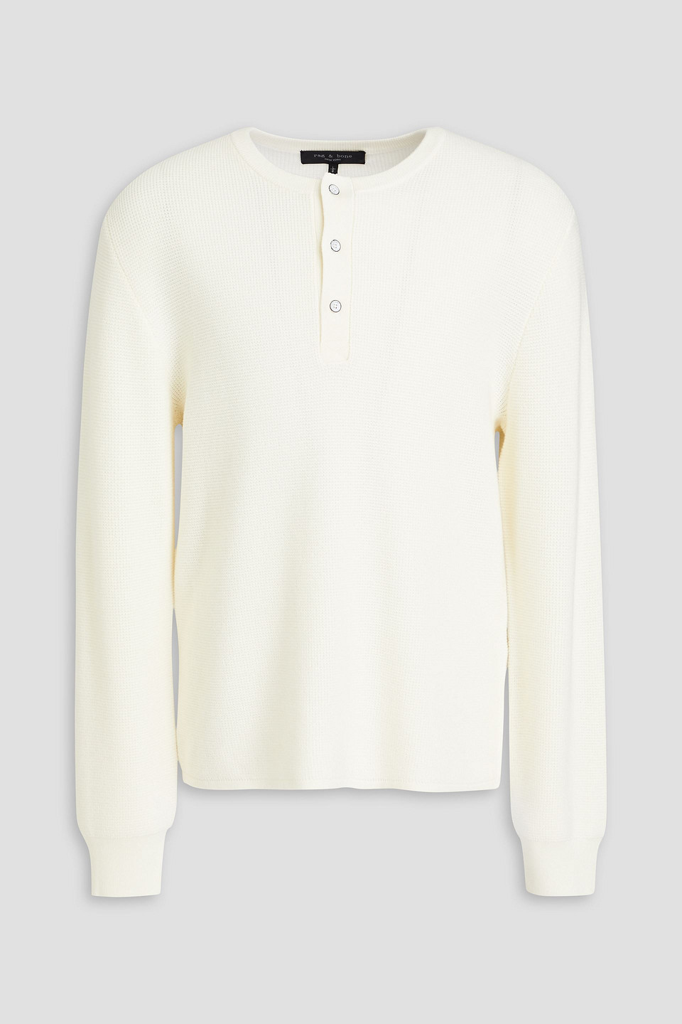 Rag & Bone Marty Waffle-knit Wool-blend Henley Sweater In Ivory