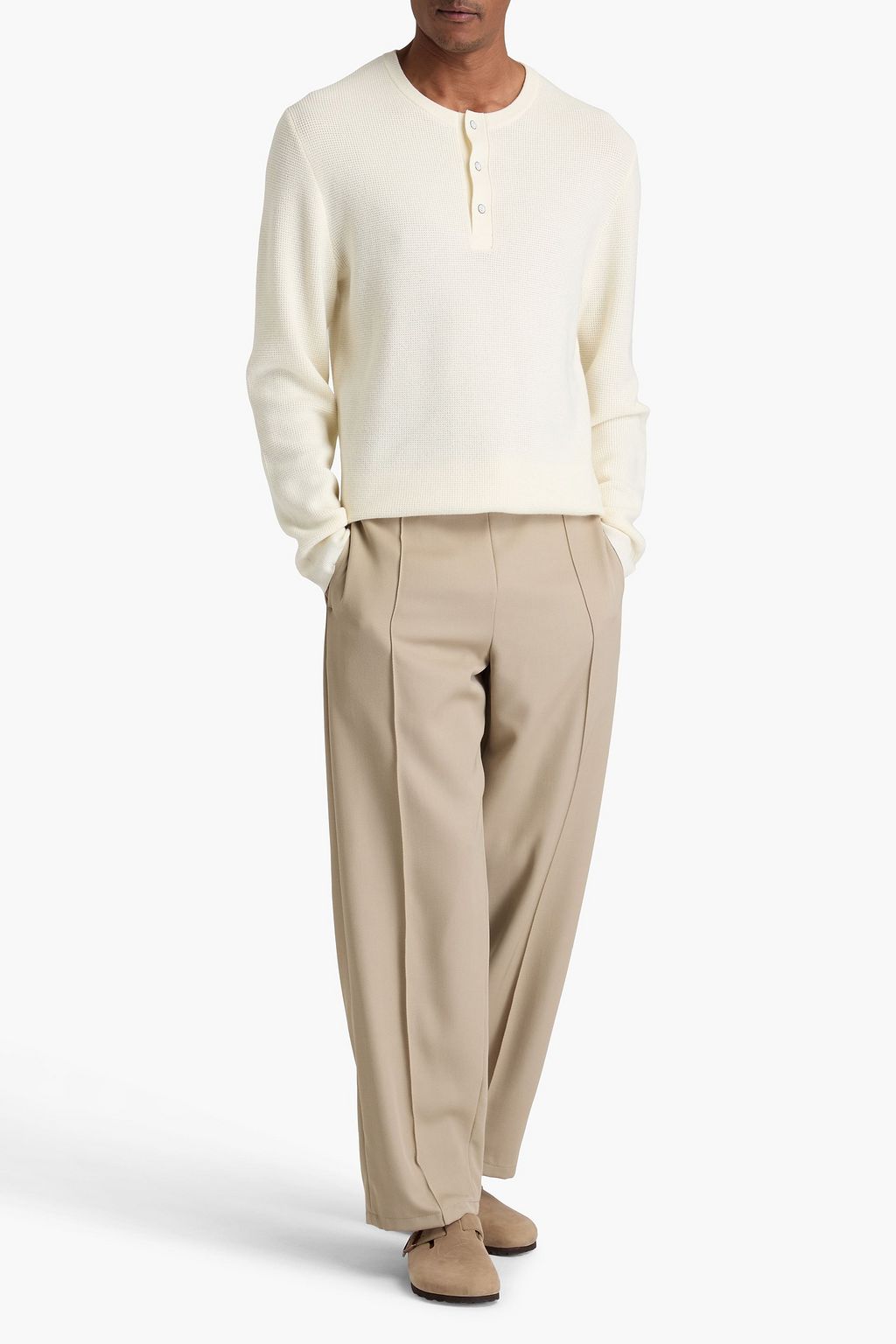 RAG & BONE Marty waffle-knit wool-blend Henley sweater