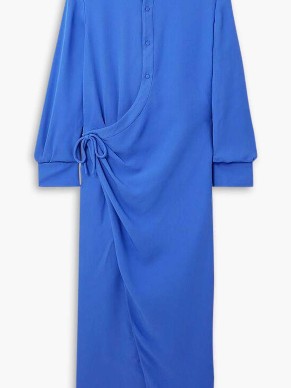 draped silk-crepe midi wrap dress