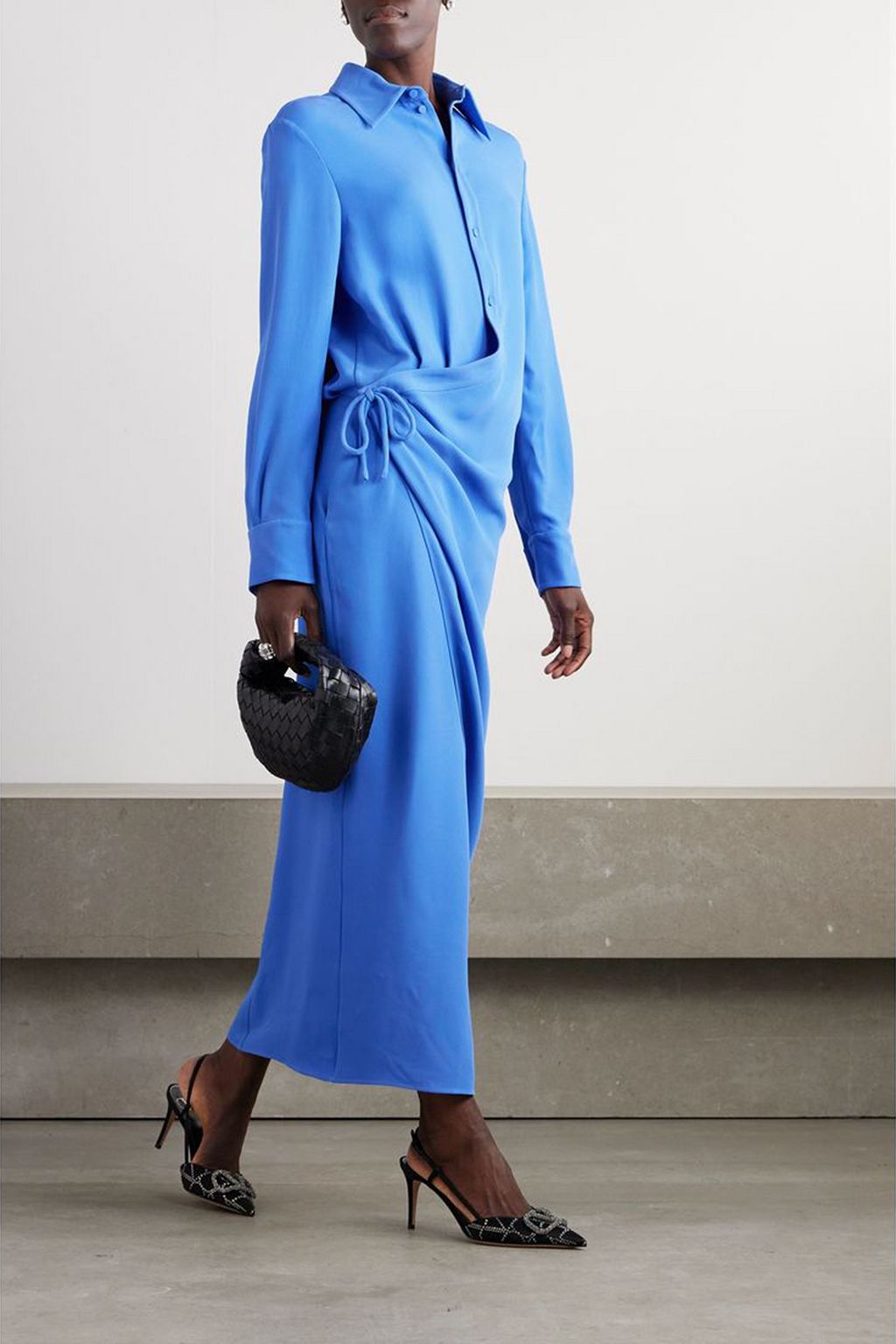 VALENTINO GARAVANI Draped silk-crepe midi wrap dress