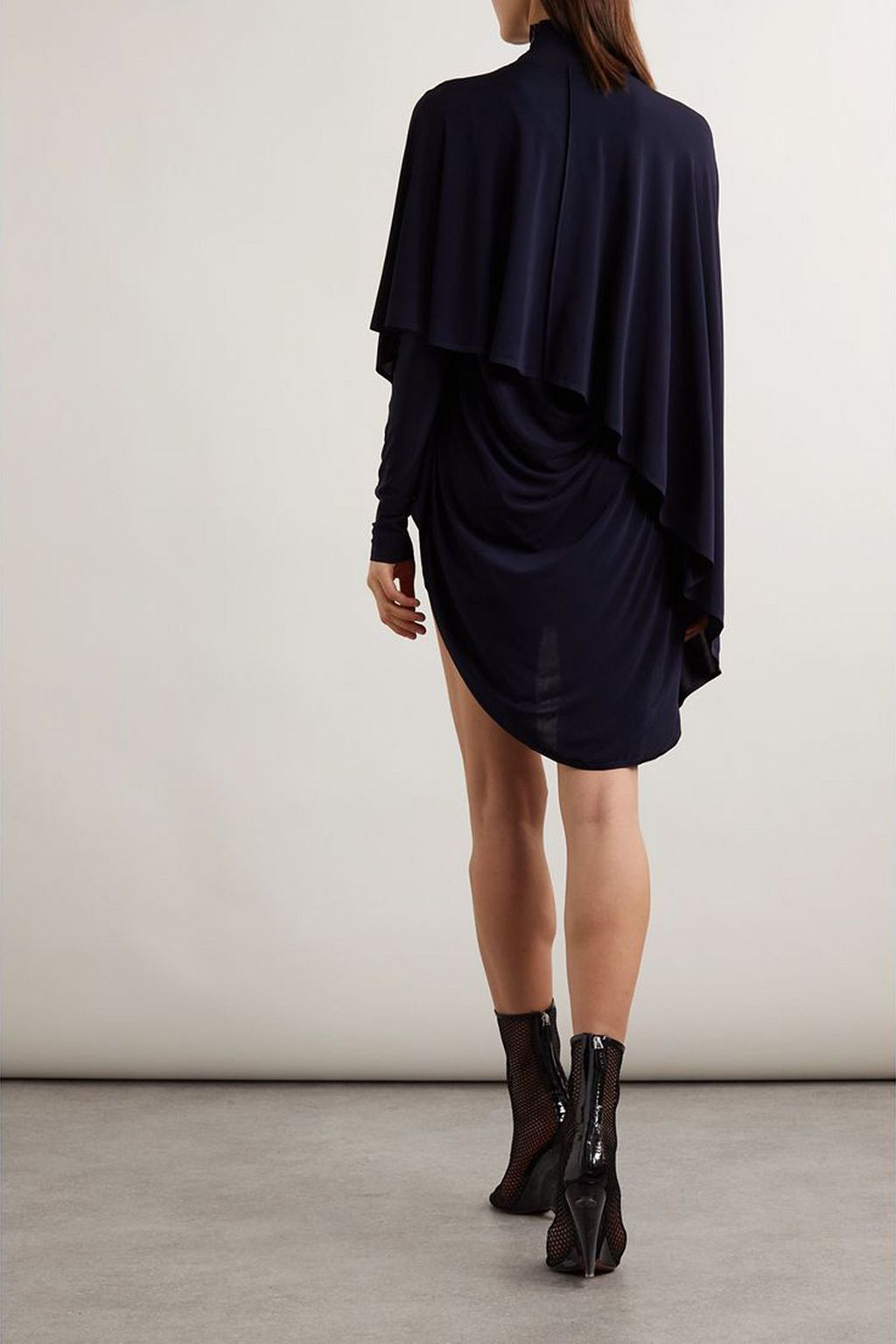 ALAÏA Cape-effect draped asymmetric stretch-jersey mini dress