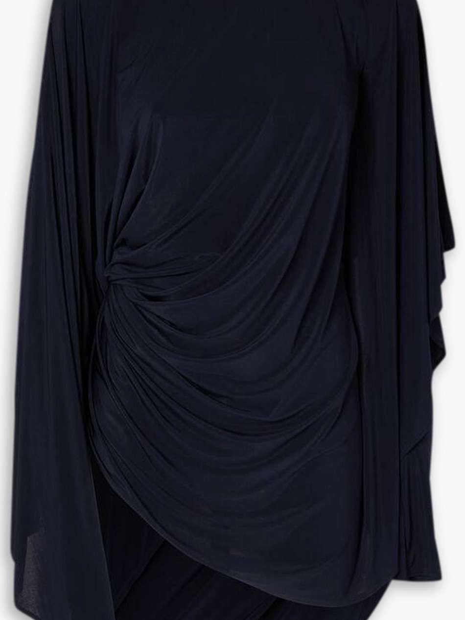 cape-effect draped asymmetric stretch-jersey mini dress