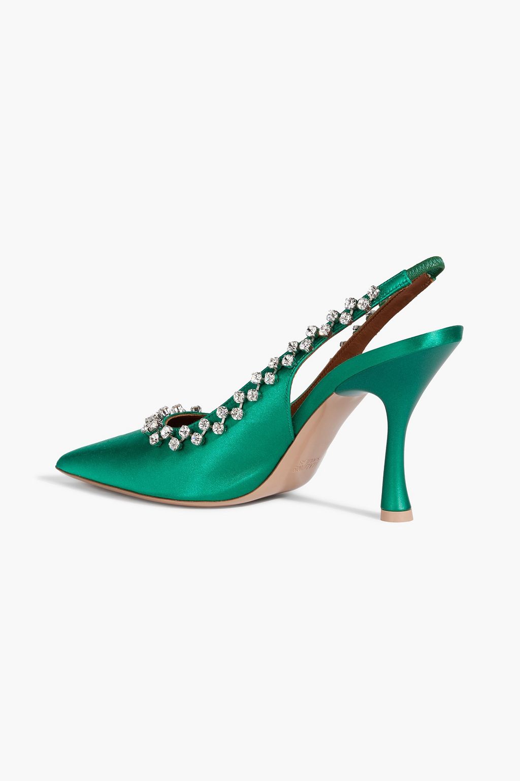 MALONE SOULIERS Giselle 90 crystal-embellished satin slingback pumps