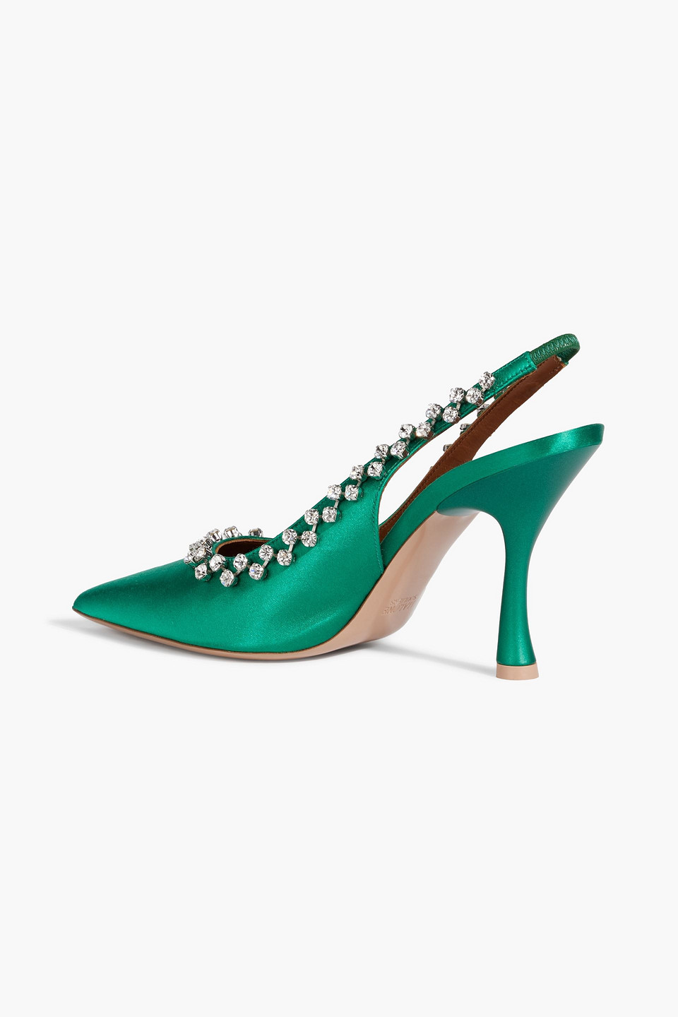 Malone Souliers Satin Crystal Slingback Pumps In Emerald