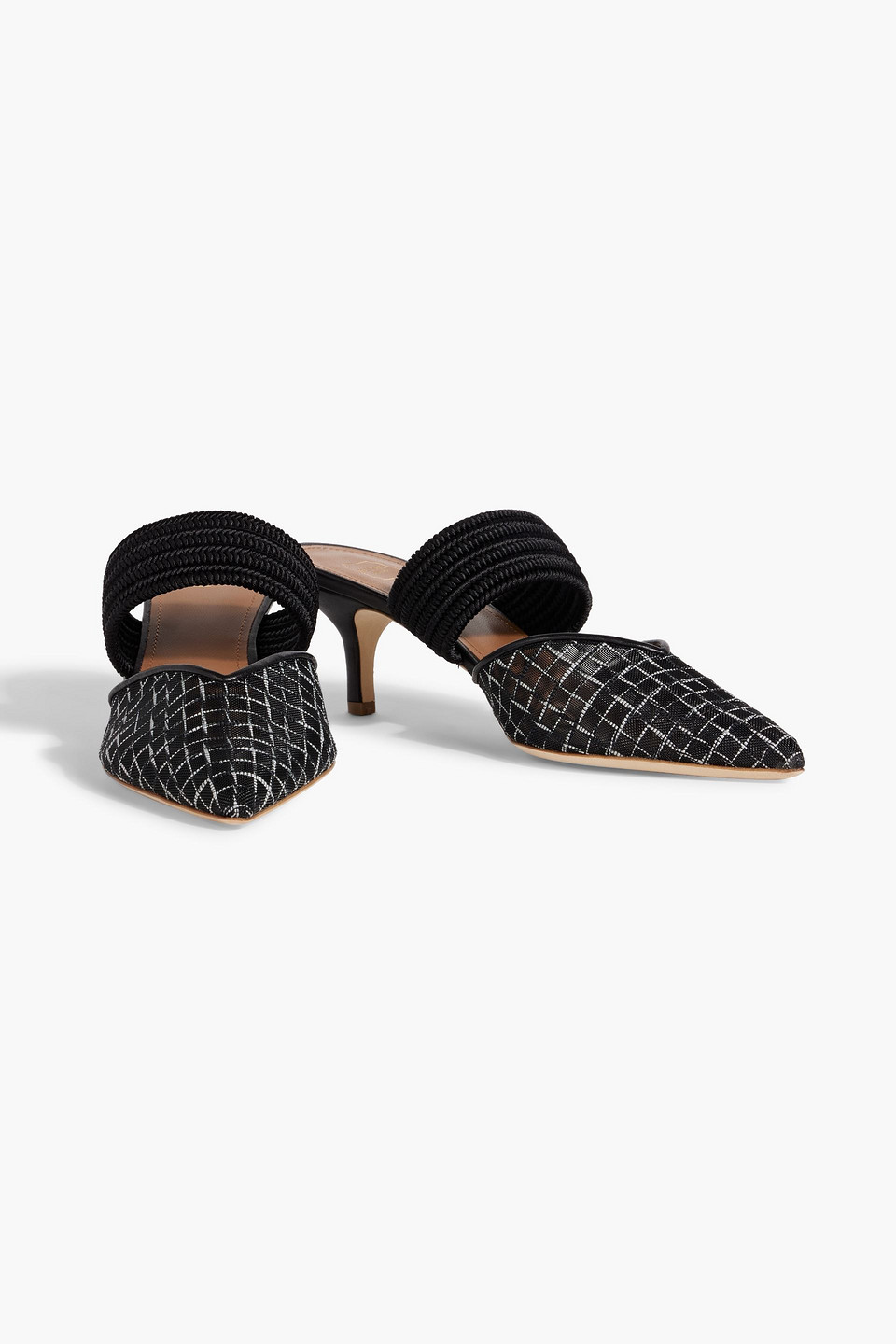 MALONE SOULIERS MAISIE 45 CORD-TRIMMED MESH MULES