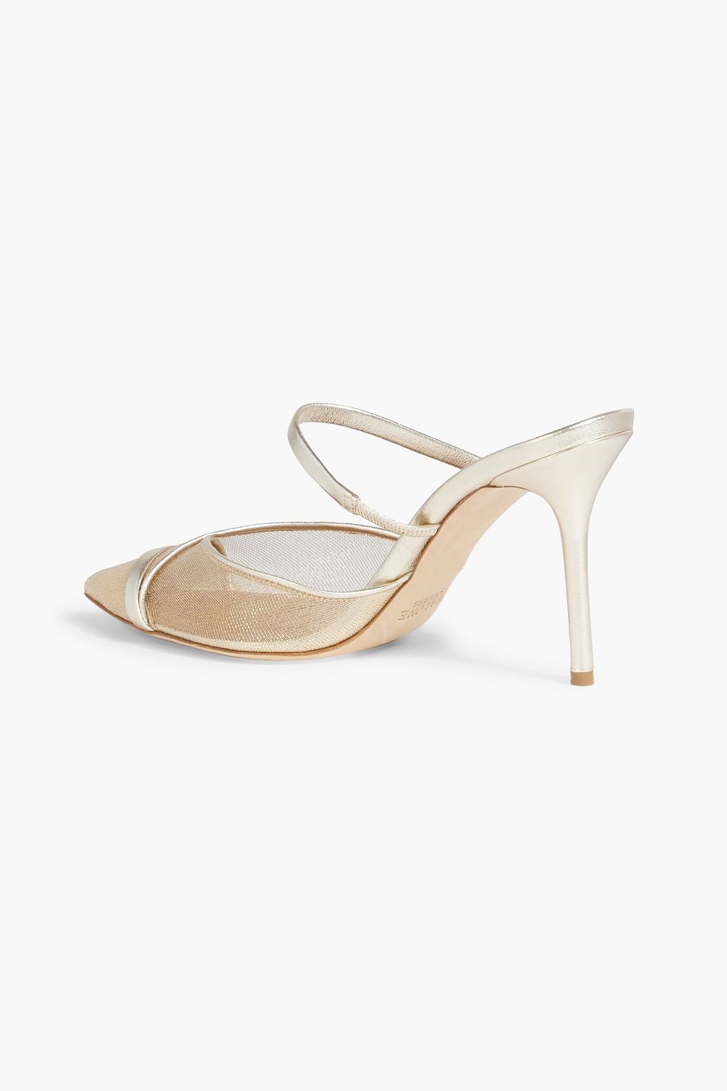 MALONE SOULIERS Clio 85 metallic leather and mesh mules