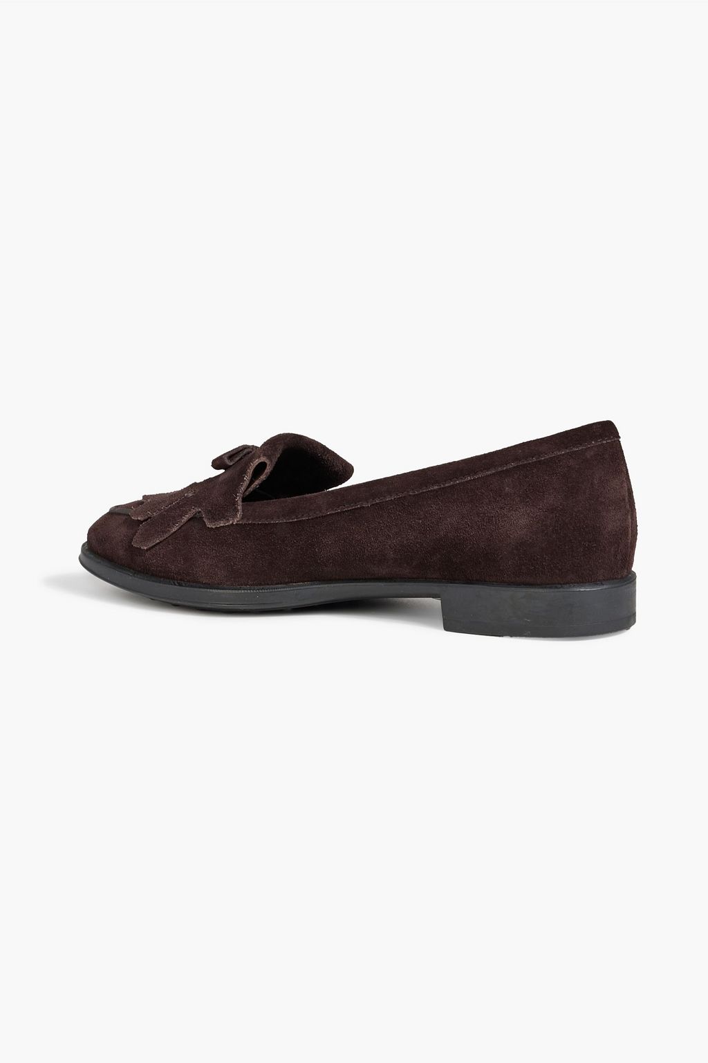 TOD'S Bow-detailed fringed suede loafers