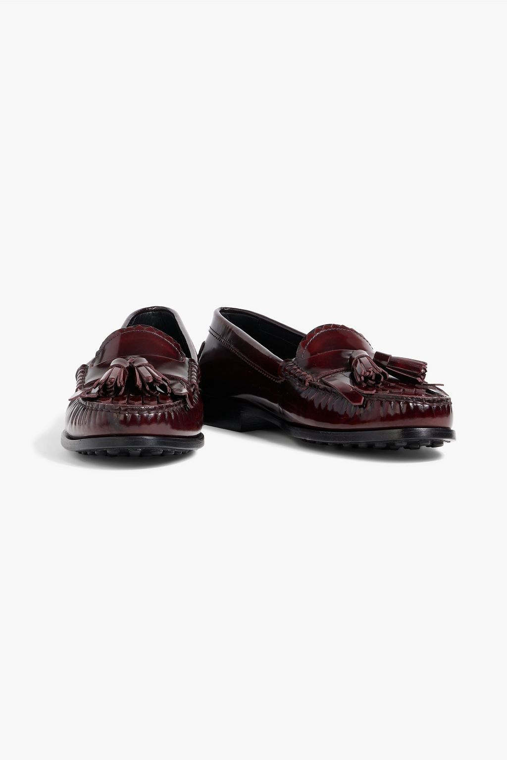 TOD'S Tasseled glossed-leather loafers
