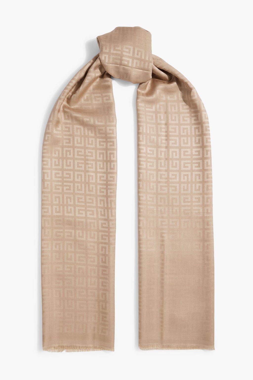 GIVENCHY Fringed silk and wool blend jacquard scarf THE OUTNET