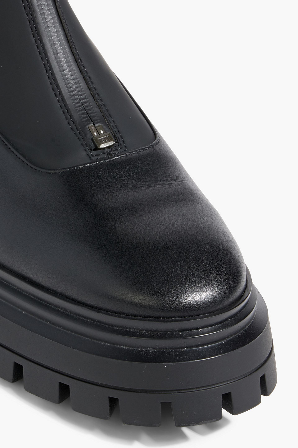 STUART WEITZMAN BEFORD LEATHER AND RUBBER ANKLE BOOTS