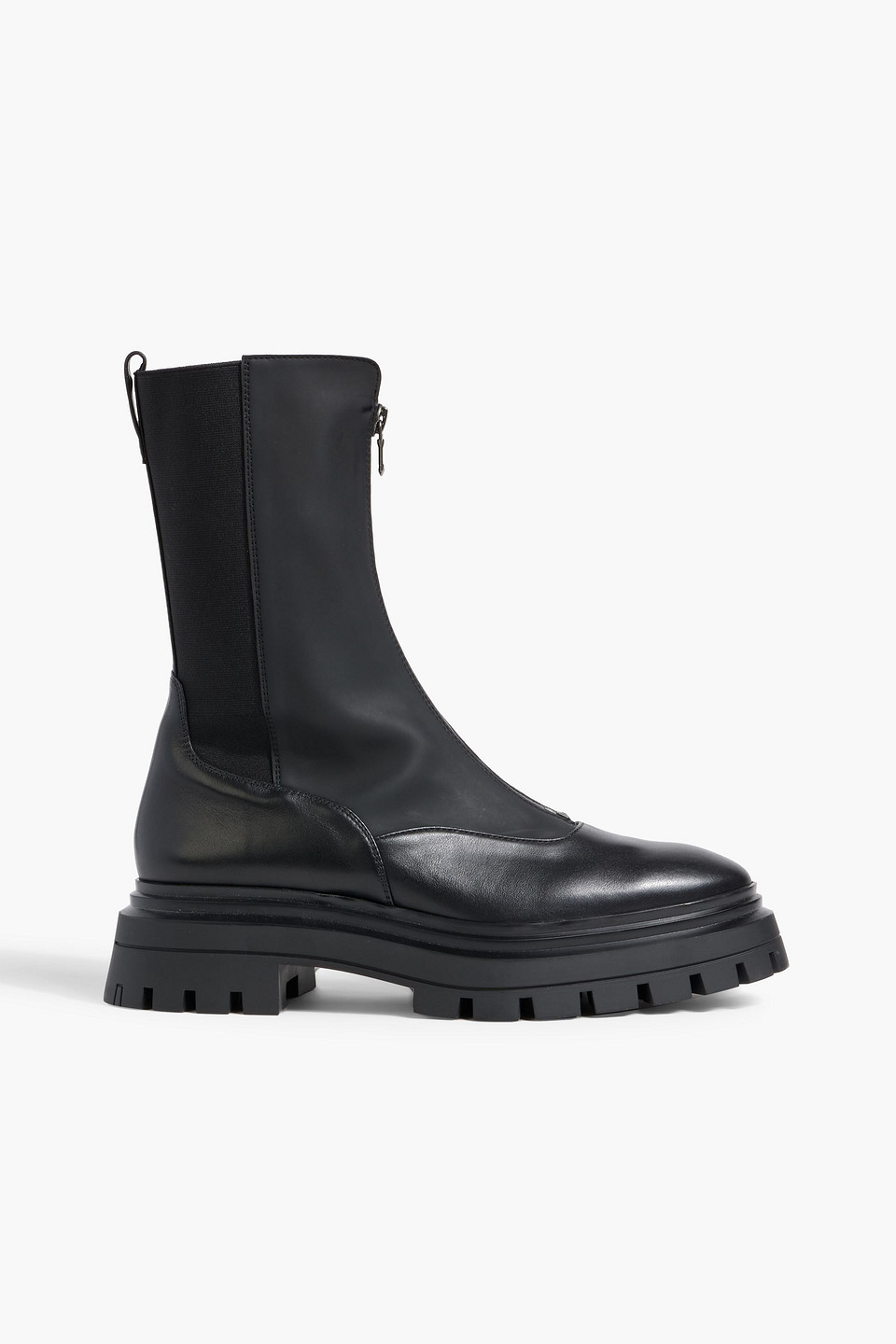 Stuart Weitzman Beford Leather And Rubber Ankle Boots In Black