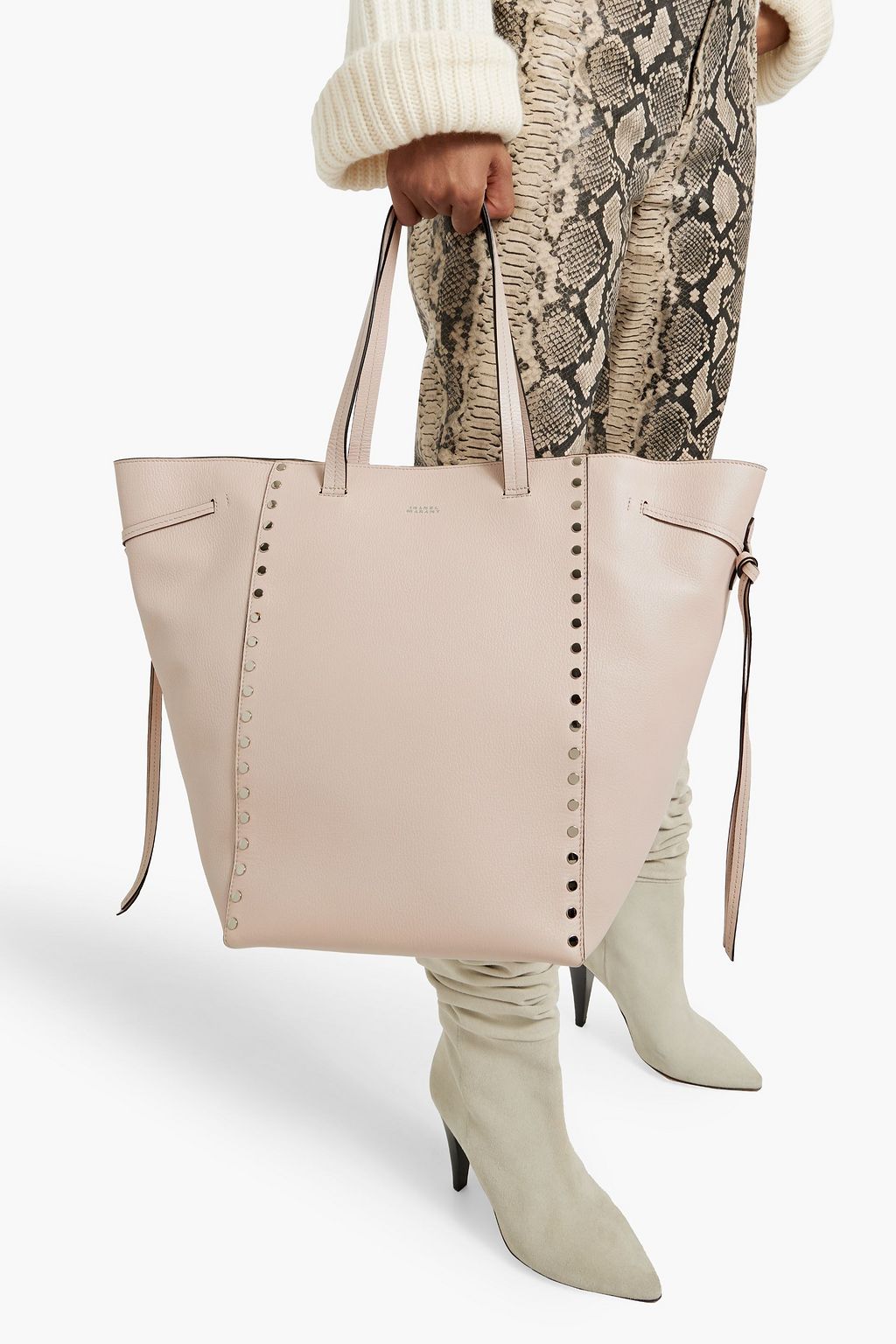 ISABEL MARANT Oskan studded pebbled-leather tote